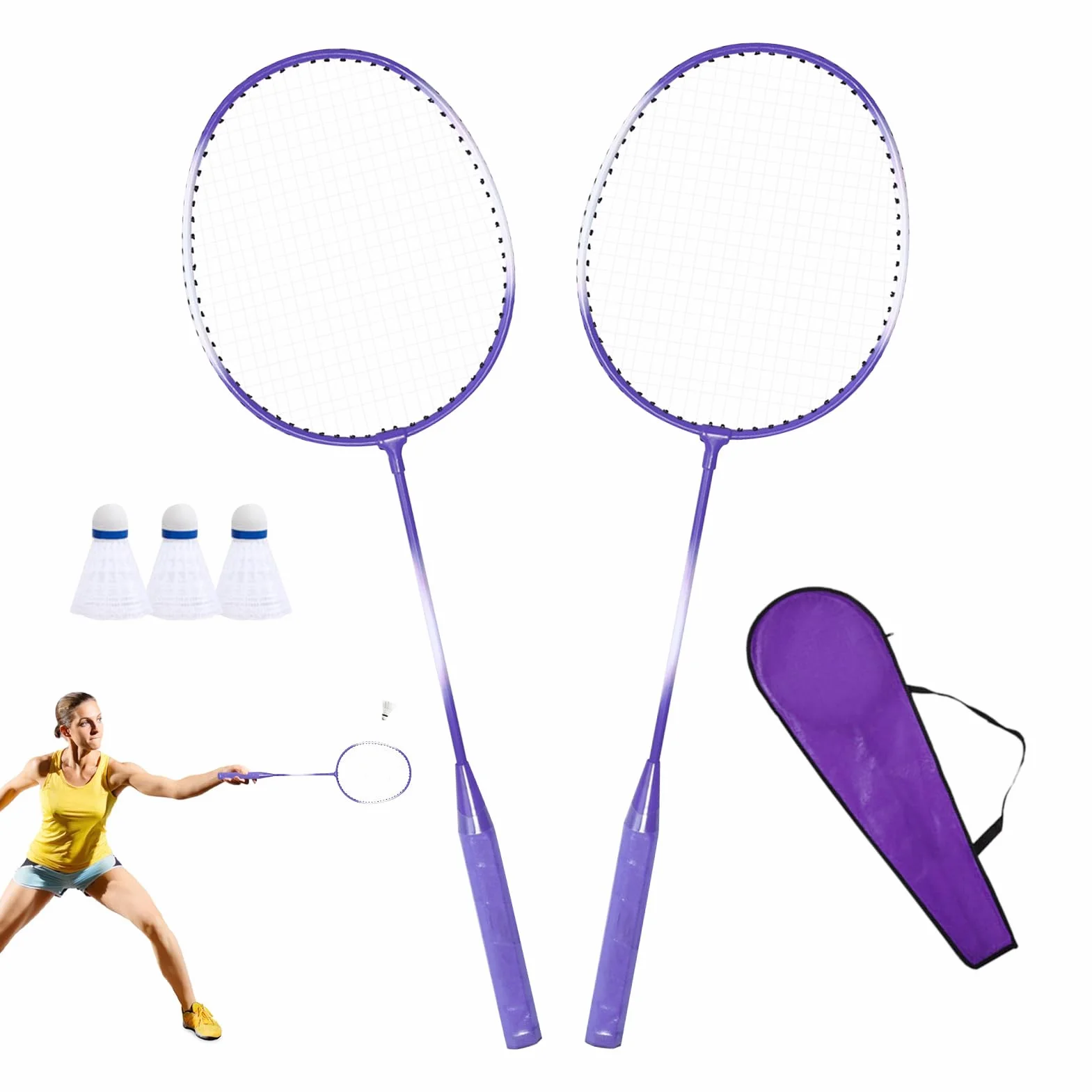Juego de Raquetas de Bádminton Portátiles para Adultos para Interiores