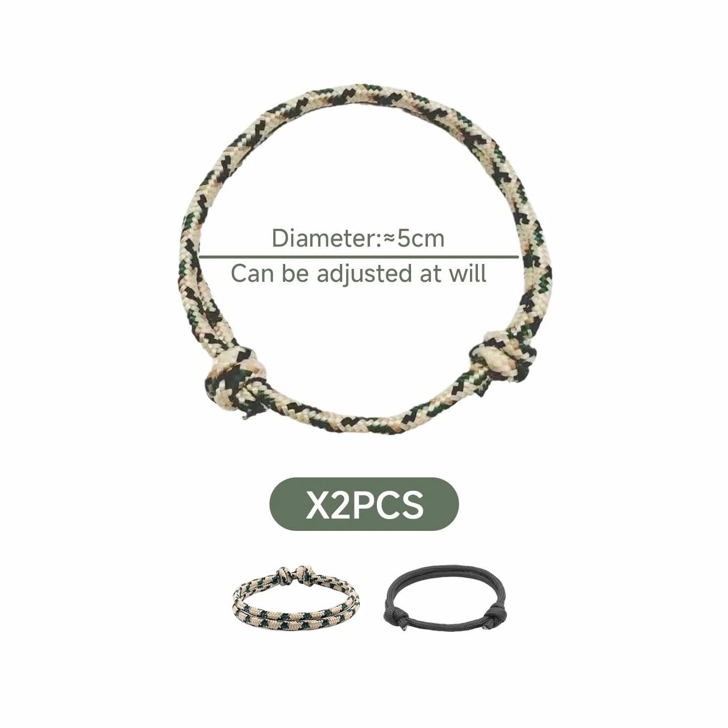 Pulsera de Paracord Ajustable Multifunción Nailon para Camping Montañismo