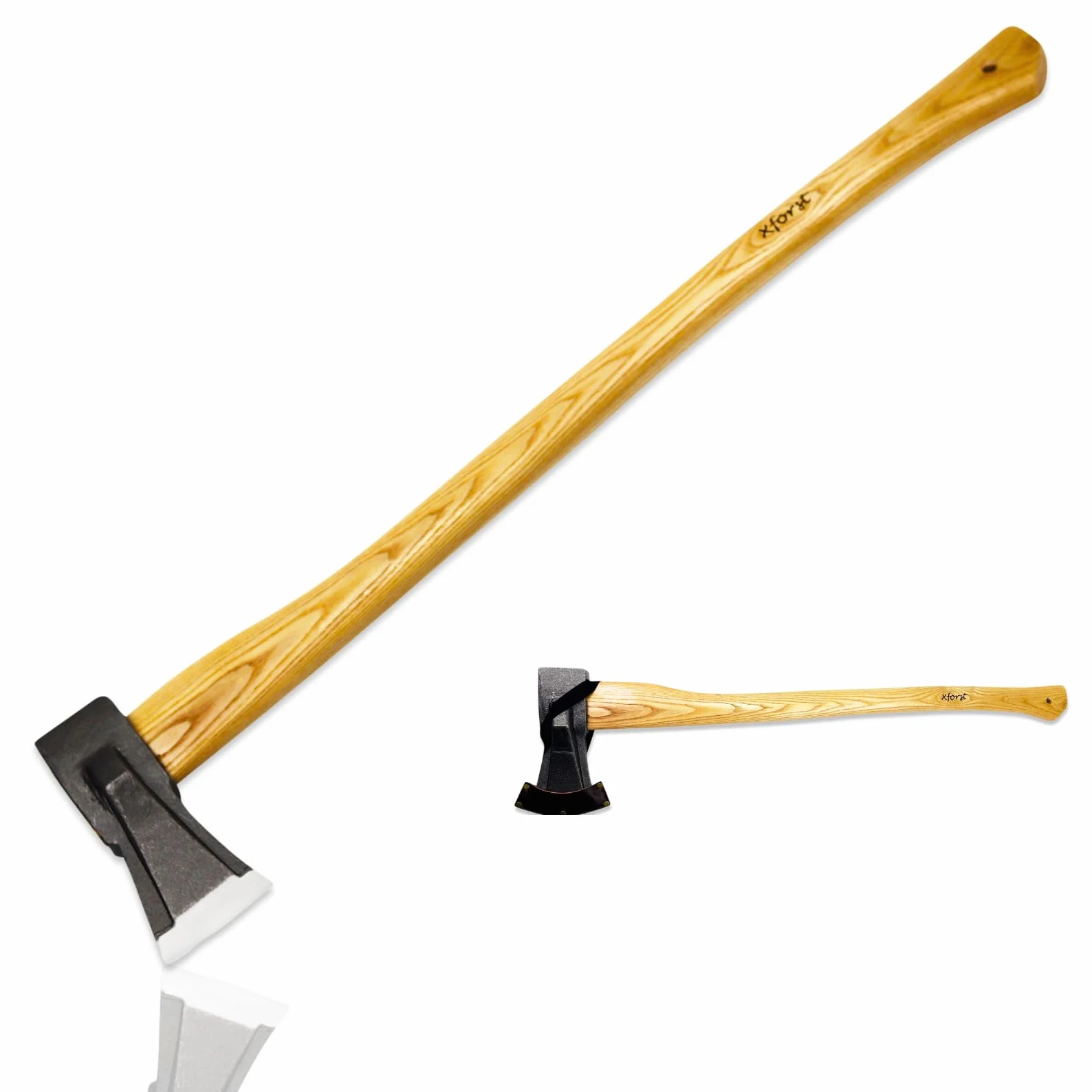 Hacha Xforst Vizcaina con Mango de Madera de 80 cm y una Hoja de Acero al Carbono Pulido de 2,6 kg. Incluye una Funda de Cuero marrón. Modelo X-UW12M