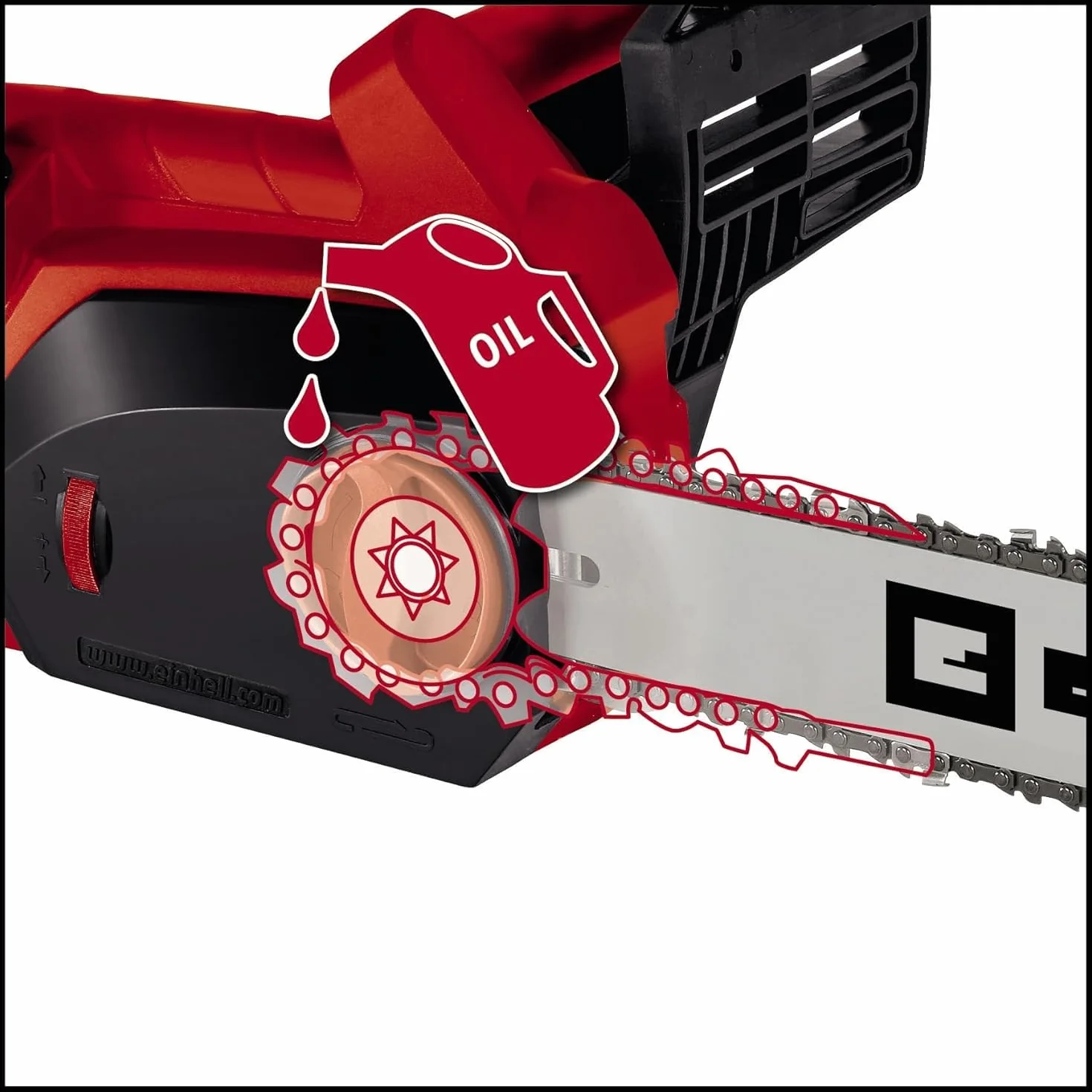 Einhell Motosierra eléctrica GH-EC 1835 (1800 W, barra de corte robusta, cadena afilada, tensado y reemplazo sin herramientas, lubricación automática, engranajes metálicos)
