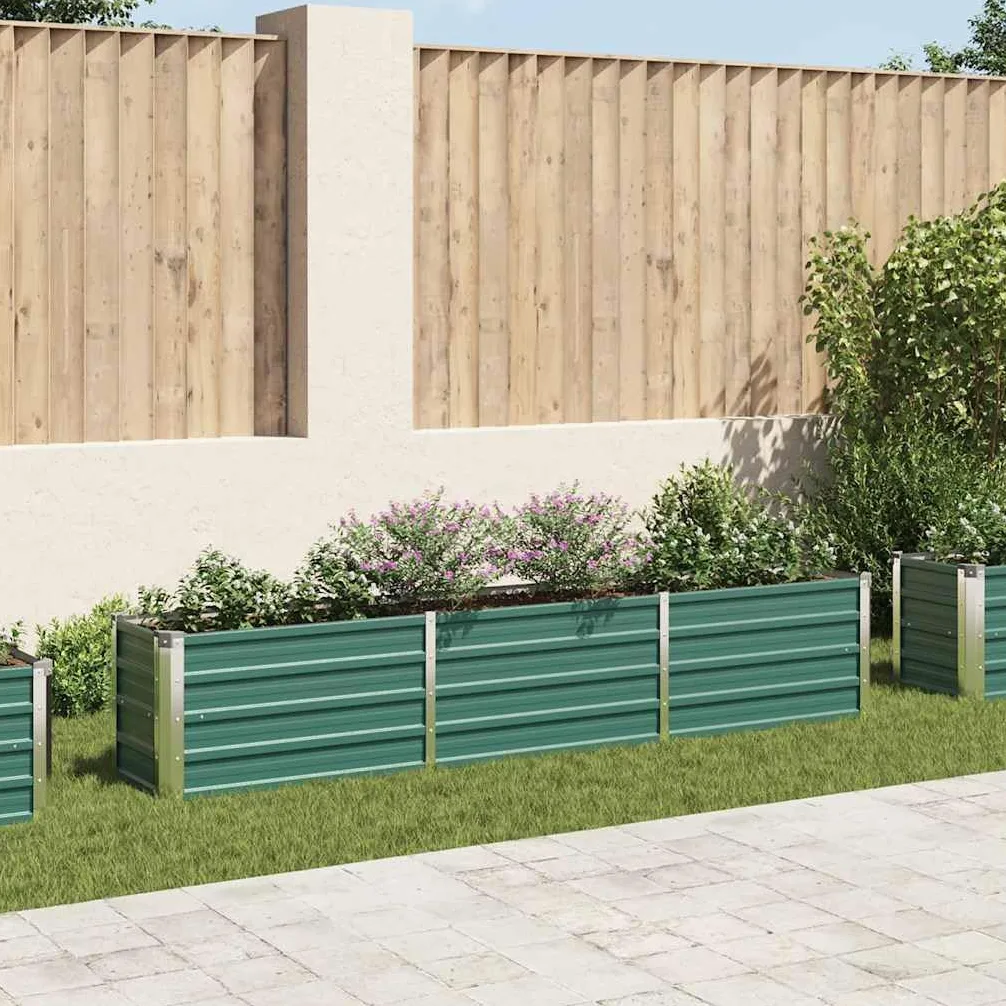 vidaXL Arriate de Jardín Macetero Caja para Plantar Plantas Macetas de Patio Exterior Acero Galvanizado Verde 240x40x45 cm