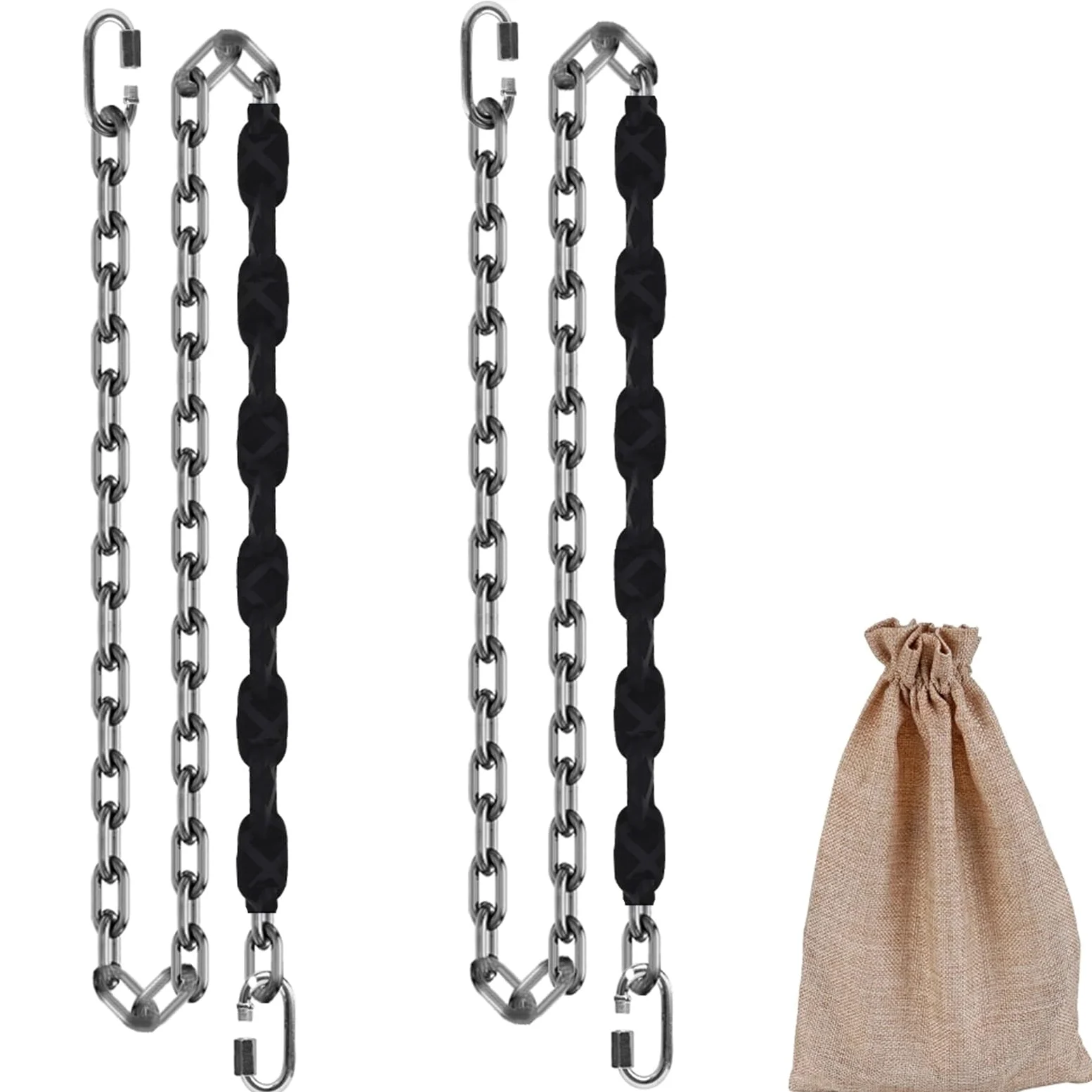 2 cadenas de acero inoxidable (84 pulgadas), accesorios para columpios resistentes, 4 hebillas de conexión rápida, columpios para interiores y exteriores, hamacas, sacos de arena, capacidad