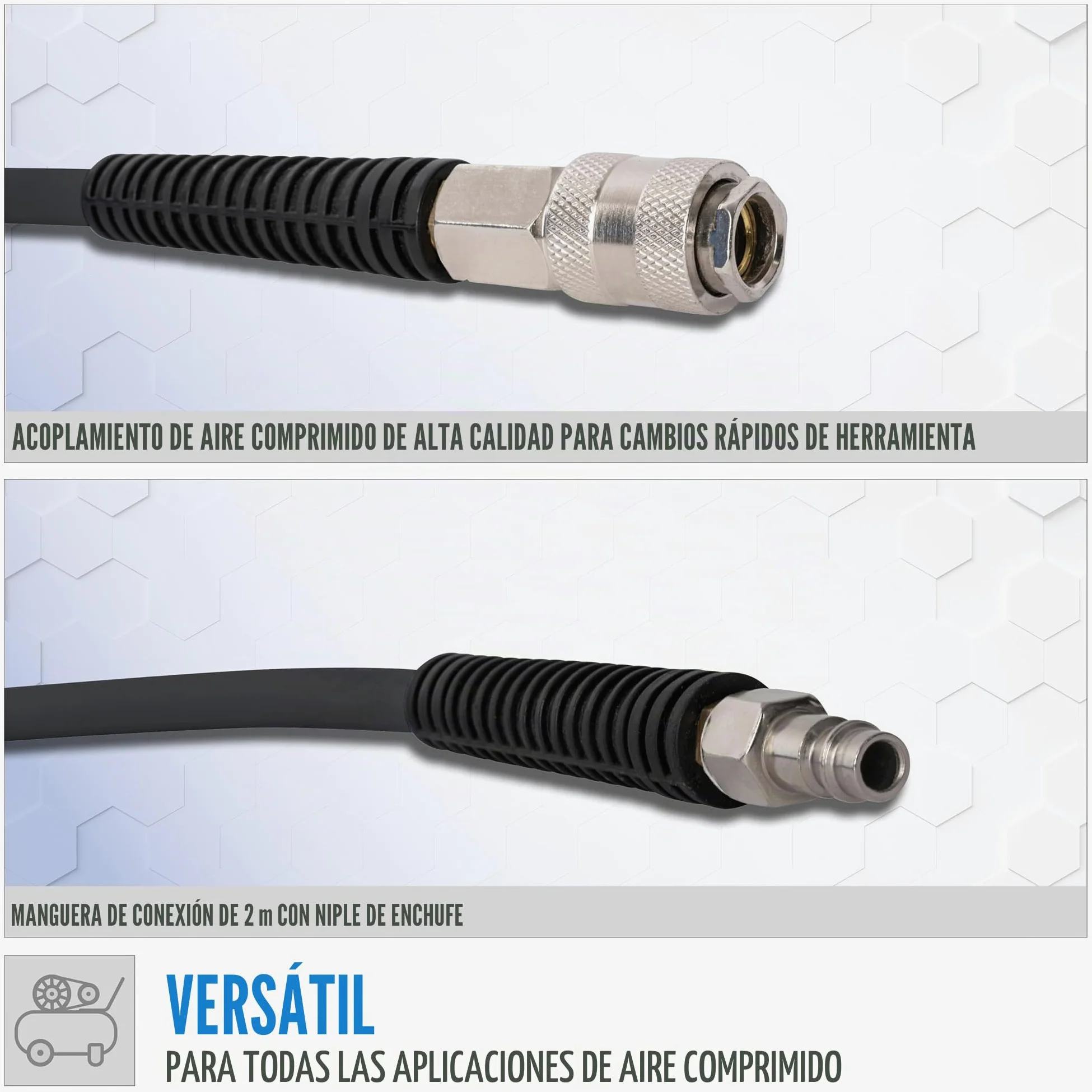 Güde Carrete de manguera automático de 10 m (presión de trabajo 12 bar, giratorio 180°, manguera de aire comprimido altamente flexible resistente al aceite y a la temperatura, rosca de conexión de