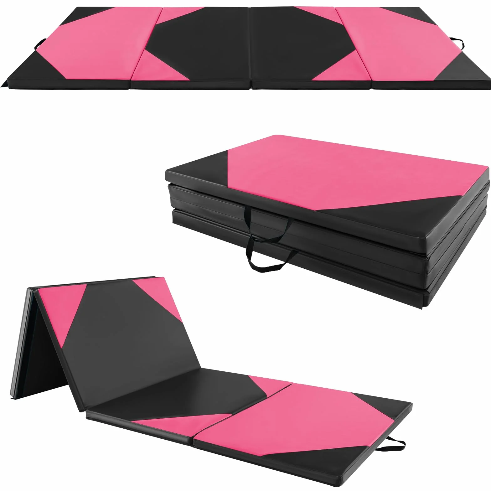 COSTWAY Colchoneta de Gimnasia Plegable 300x117x5 cm Esterilla Impermeable PU 4 Paneles