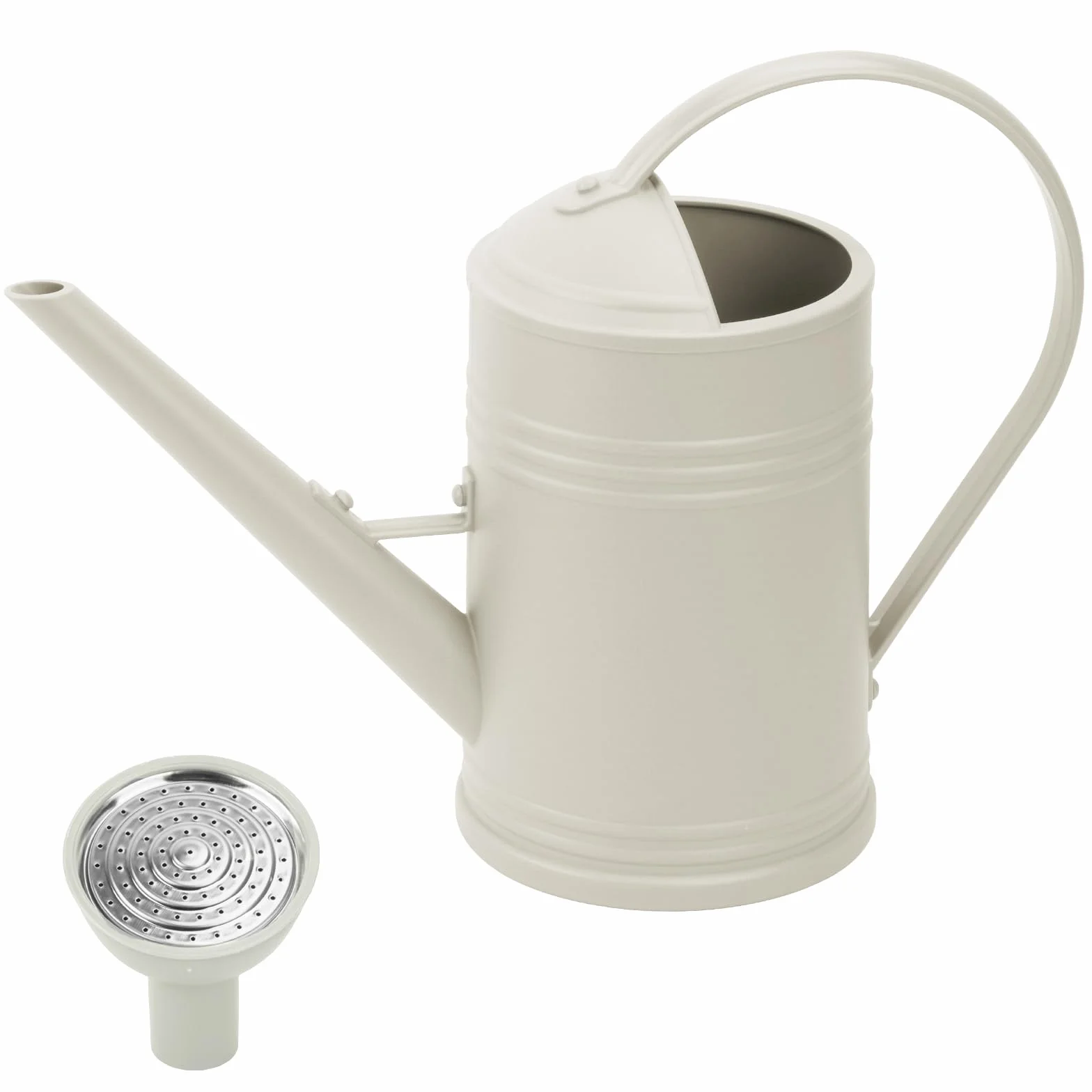 Regadera de jardín con caño largo, regadera de 1,8 l, jarra de agua de plástico para interiores, riego de flores, vintage, aspersor extraíble, regadera para plantas de interior (beige)