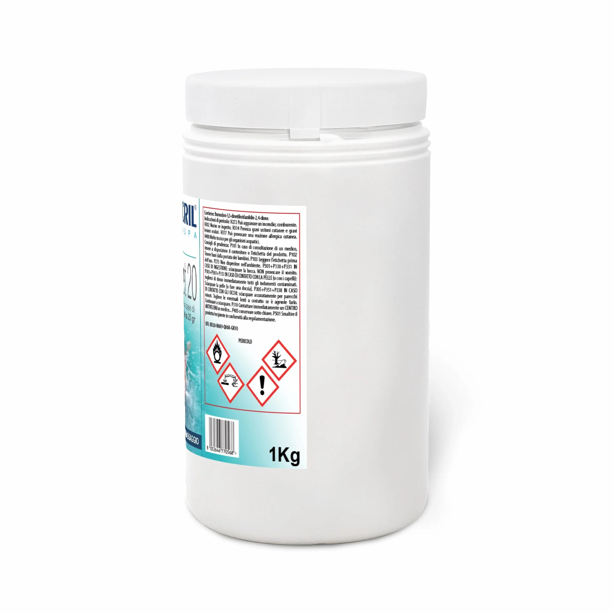 Metacril Brom Net 20, Pastillas de bromo de disolución Lenta, 20 g, para Piscinas y spas - 1 KG