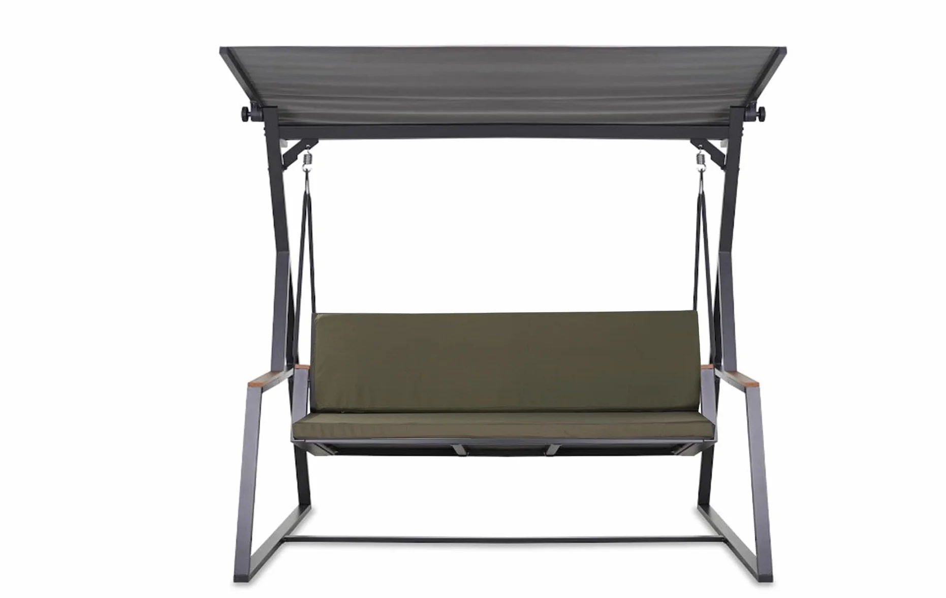 Cojín para columpio de jardín, 7 cm de grosor, acolchado para asiento y respaldo, funda extraíble, reversible, juego de cojines de jardín (verde oliva, 160 x 50 x 50 cm)