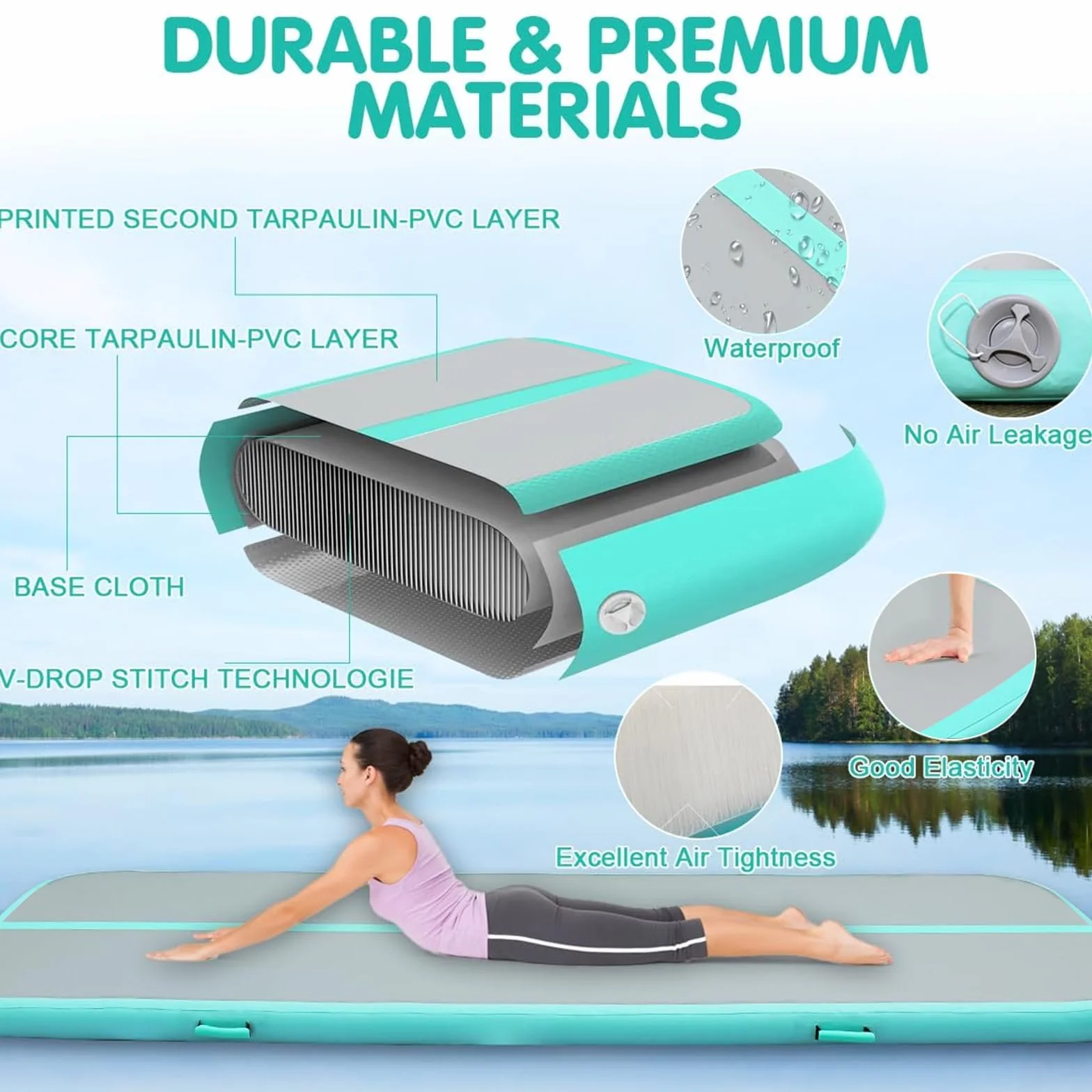 Colchoneta inflable de gimnasia Air Matte Track Tumbling Matte 3/4/5/6 m, esterilla de entrenamiento deportiva para hogar, aire libre, yoga, fitness