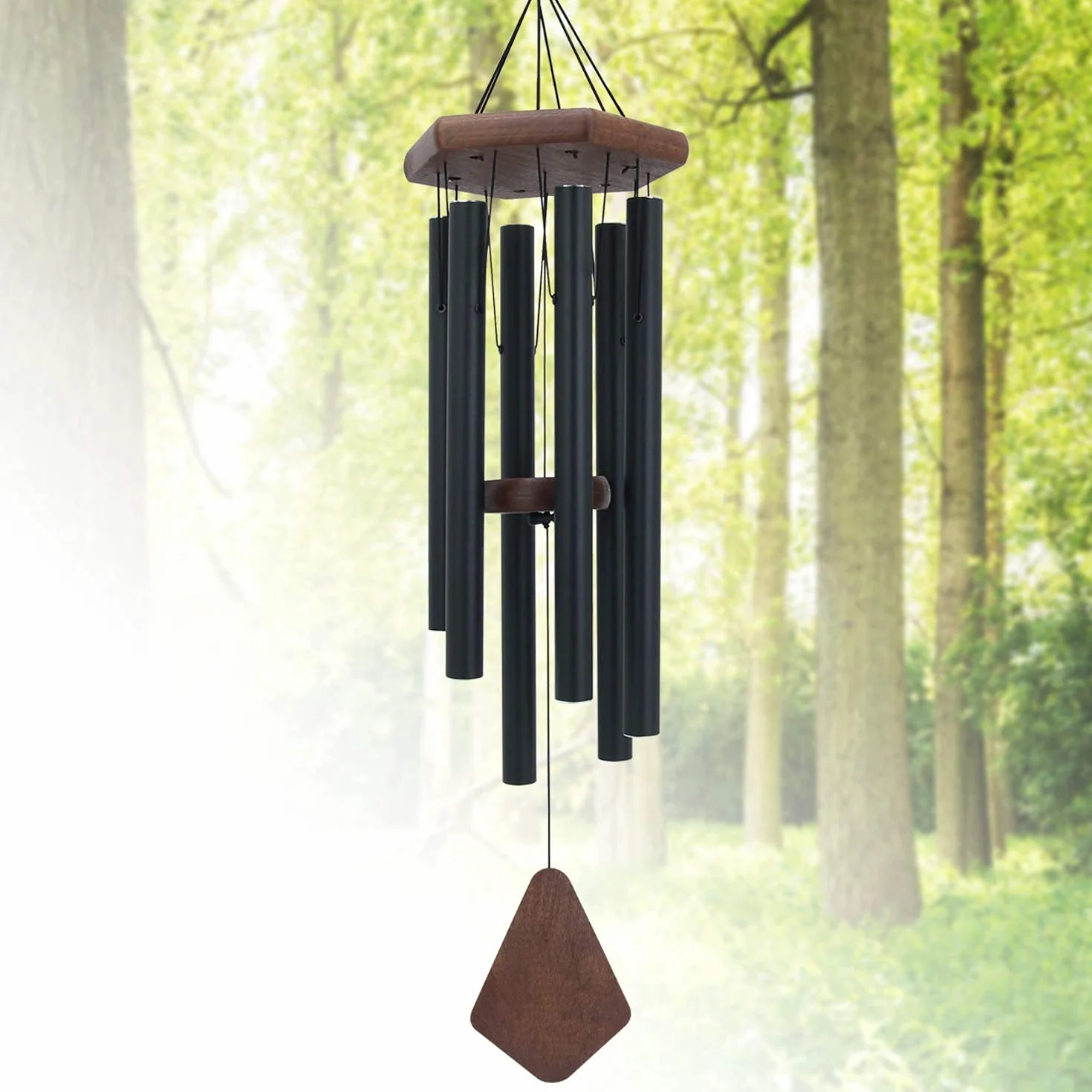 Astarin Campanas de Viento conmemorativas para Exteriores, Tono Profundo, campanillas de Viento para Exteriores, carillón de Viento Personalizado con 6 Tubos afinados, Elegante Timbre para jardín,