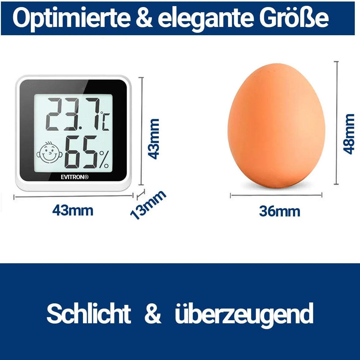 1 x Mini termómetro higrómetro digital para interior – Medidor de temperatura y humedad – Indicador de confort y emoticonos – Se puede colocar o pegar – para salón, oficina, habitación de bebé y más