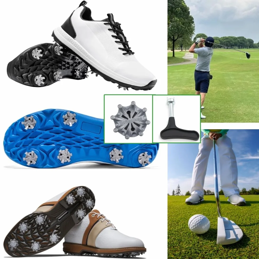 Juego de 20 tacos de zapatos de golf + llave - Tacos de repuesto antideslizantes universales