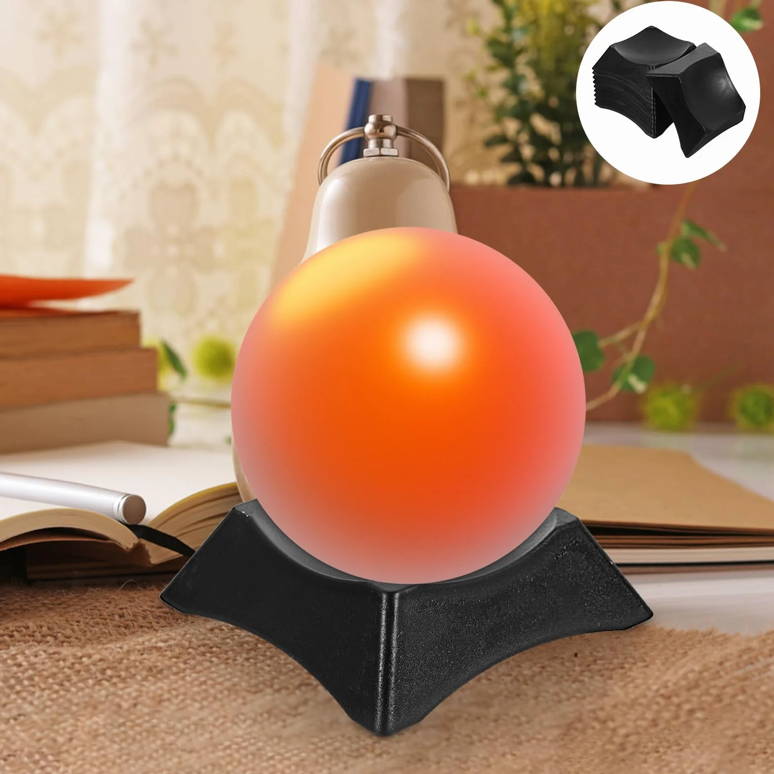 ORFOFE Soportes para Balones Deportivos 10 Piezas Negro, Base Multifuncional Exhibición Baloncesto Fútbol Rugby