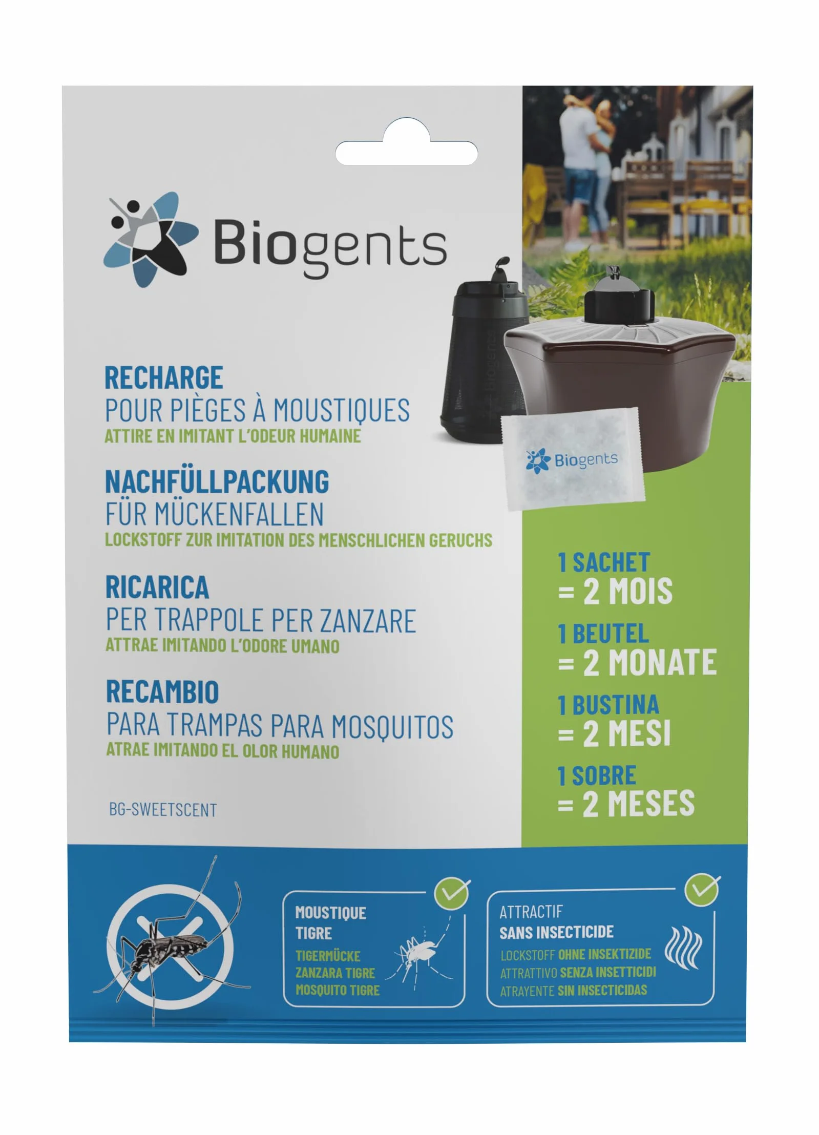 Biogents Sweetscent Atrayente para Mosquitos Pack de 3 - Atrae Mosquito Tigre y Dengue para Trampa BG Mosquitaire