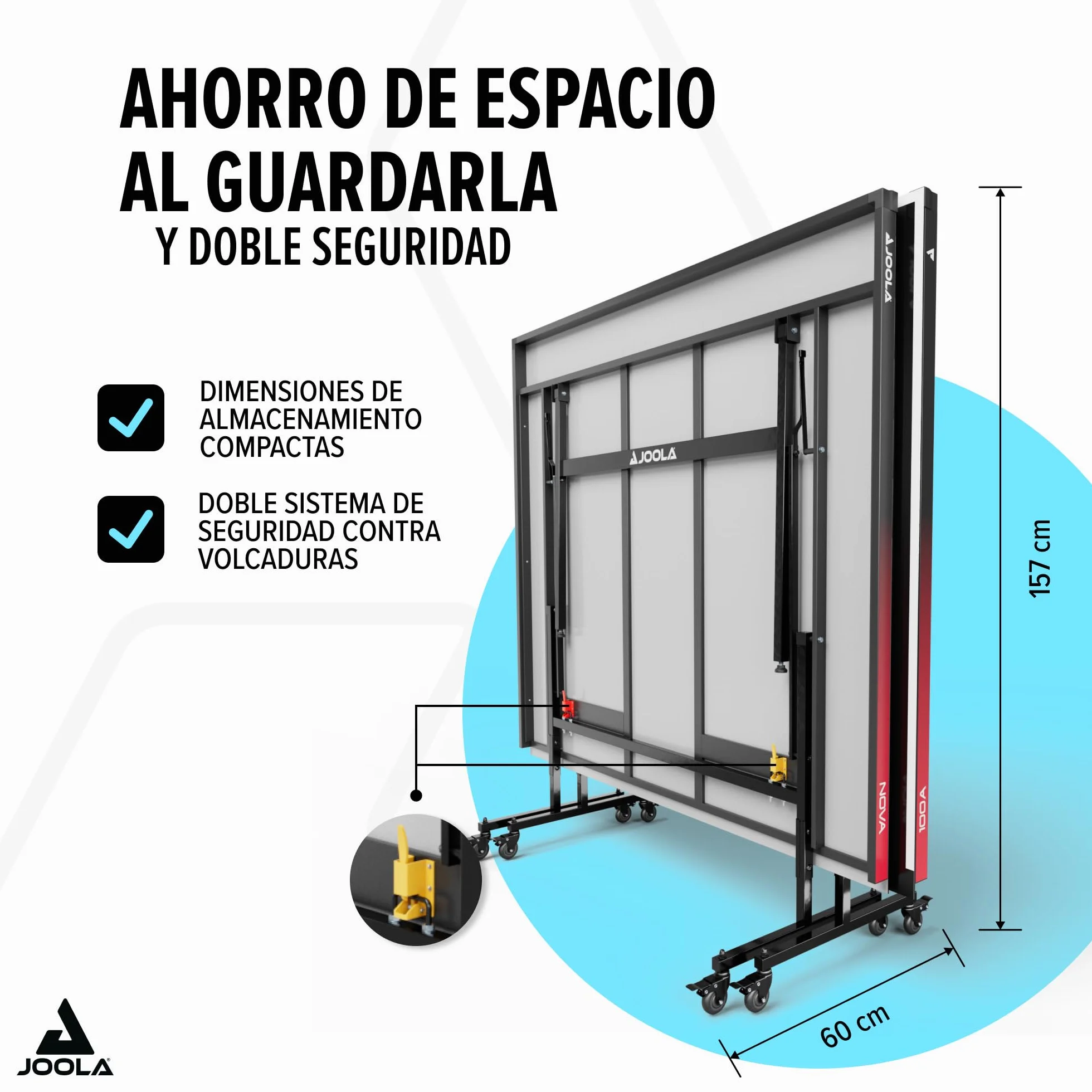 JOOLA Nova 100A Mesa de ping pong exterior resistente intemperie plegable red altura regulable