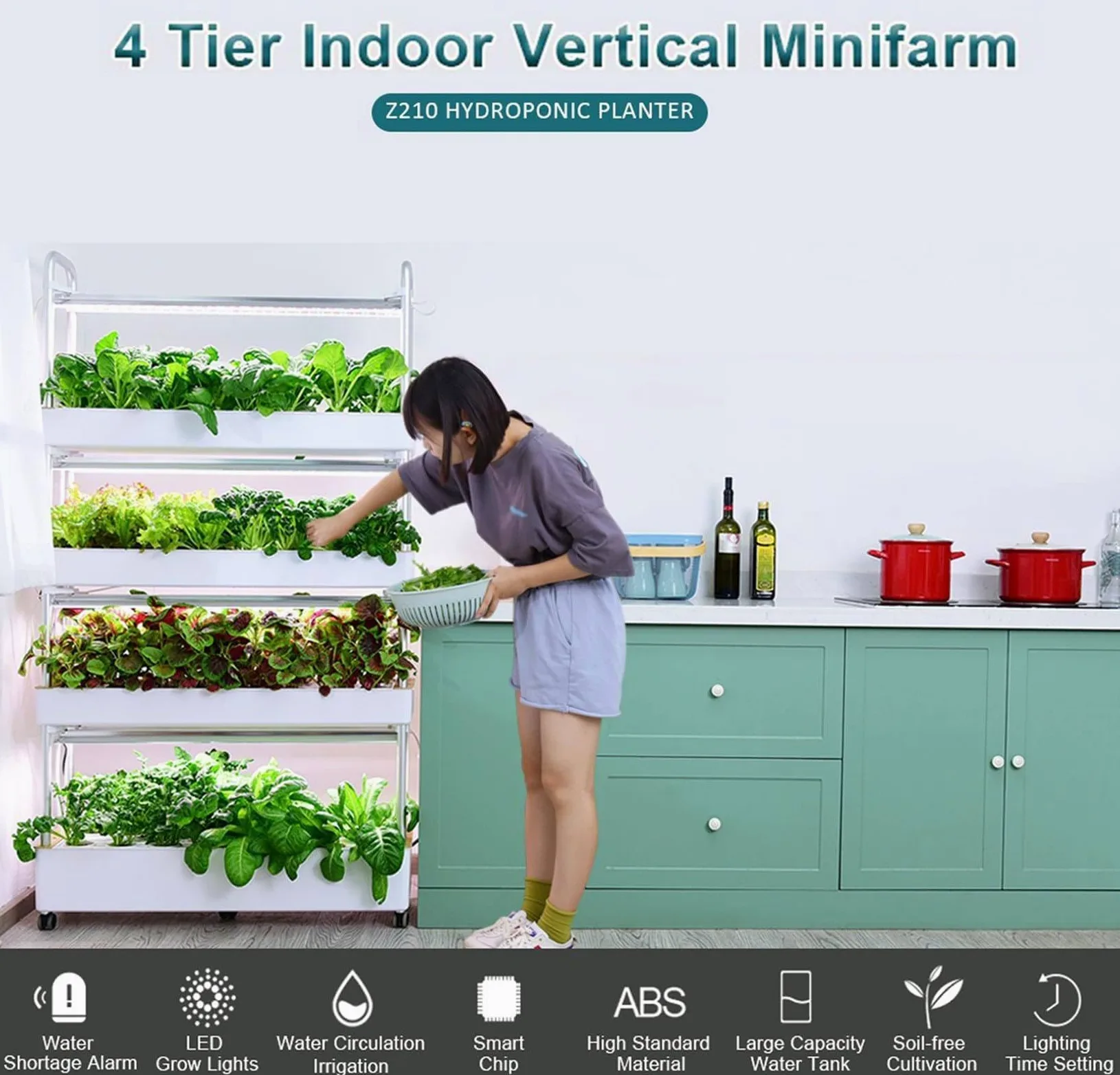 Sist-ema de cultivo hidropónico para jardín de 48/64 orificios, torre hidropónica con luz LED para cultivo, espacios para plantar, kit de cultivo aeropónico de vegetales de PVC,64holes