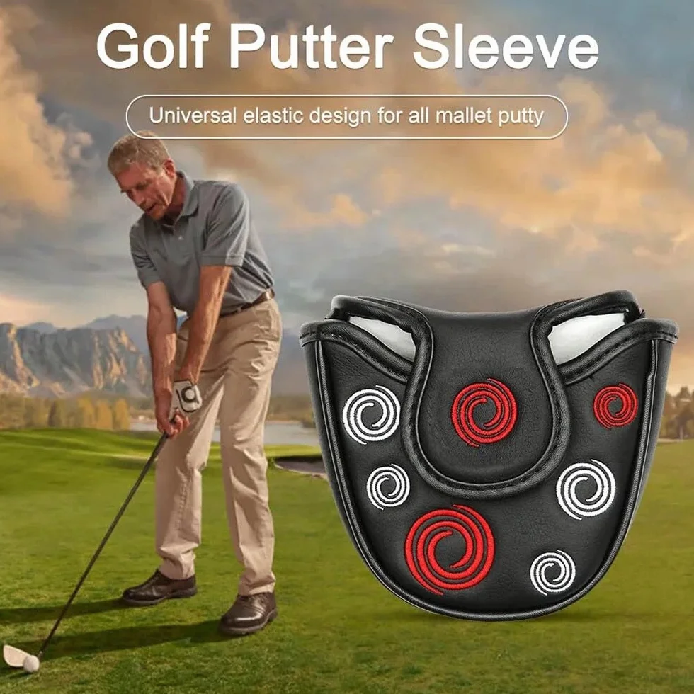 Funda para Cabeza de Putter de Golf Bordado Circular Cierre Magnético Piel Sintética ODY-Ssey