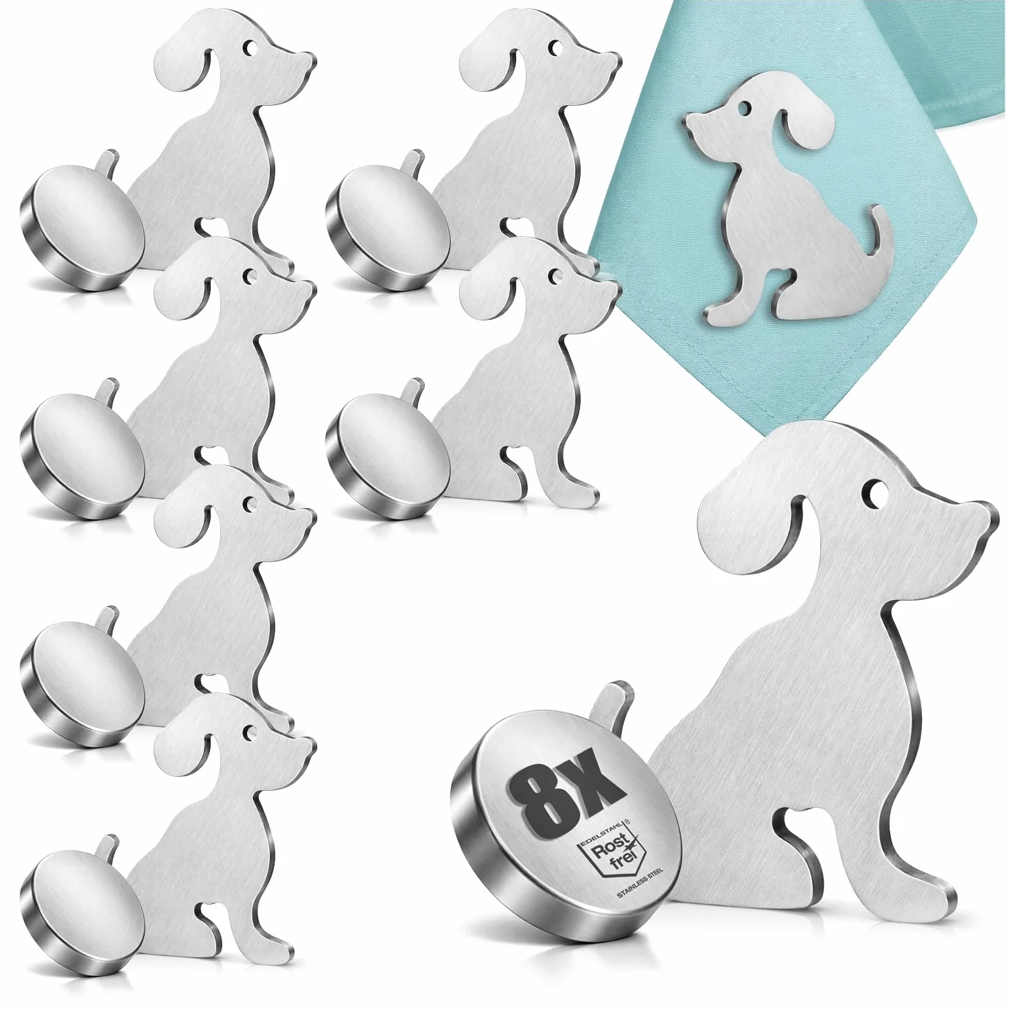com-four® 8X Pesos Mantel magnéticos Acero Inoxidable - Pinzas Pesadas - Clips sujeción Mesa