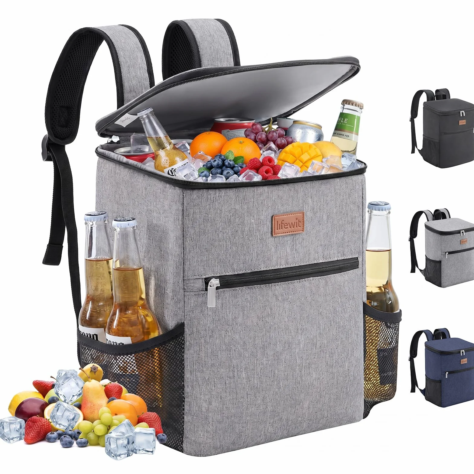 Lifewit Mochila Nevera 24L (30 Latas), Mochilas Neveras Portatil Isotermica, Bolsa Termica Porta Alimentos Impermeable, Cooler Bag para Playa, Picnic, Camping, Viaje, Trabajo, Gris