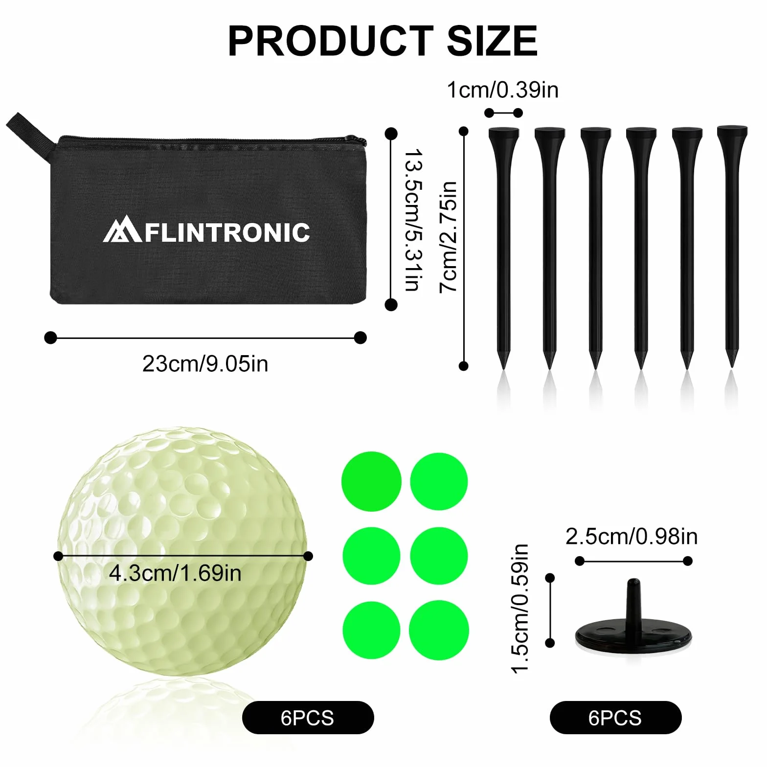 Flintronic 3/6PCS Pelotas De Golf LED Luminosas Portátiles, Juego Bolas de Entrenamiento Set