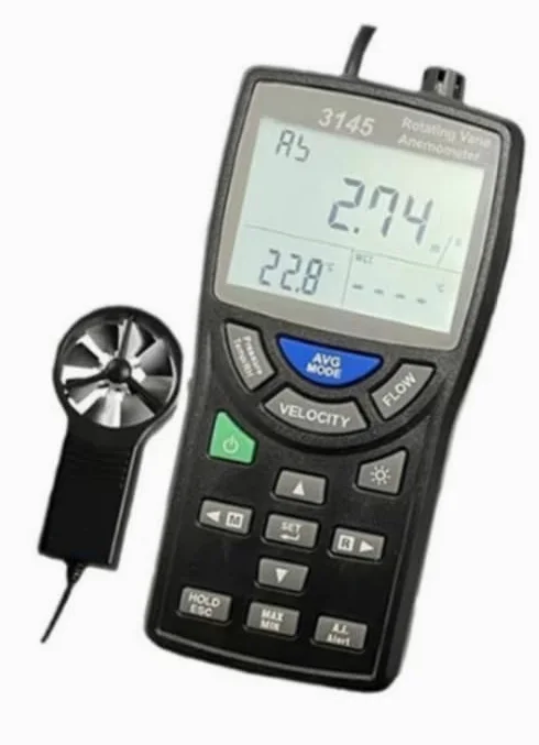TES3145 - Anemómetro portátil de viento, velocidad de flujo de aire y temperatura