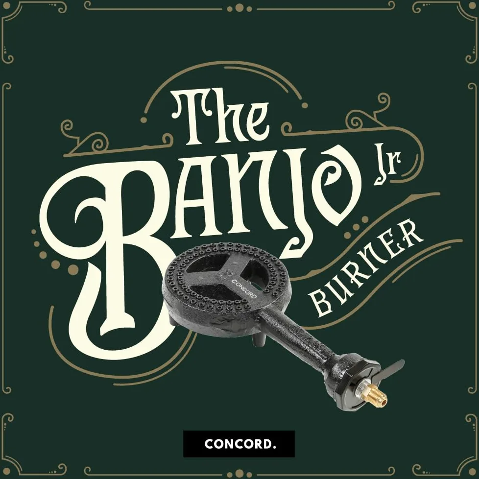 Concord - Cabezal de quemador Banjo Jr de alta presión de 6 pulgadas de diámetro con orificio de latón y soporte integrado (cabezal de quemador con manguera reguladora)
