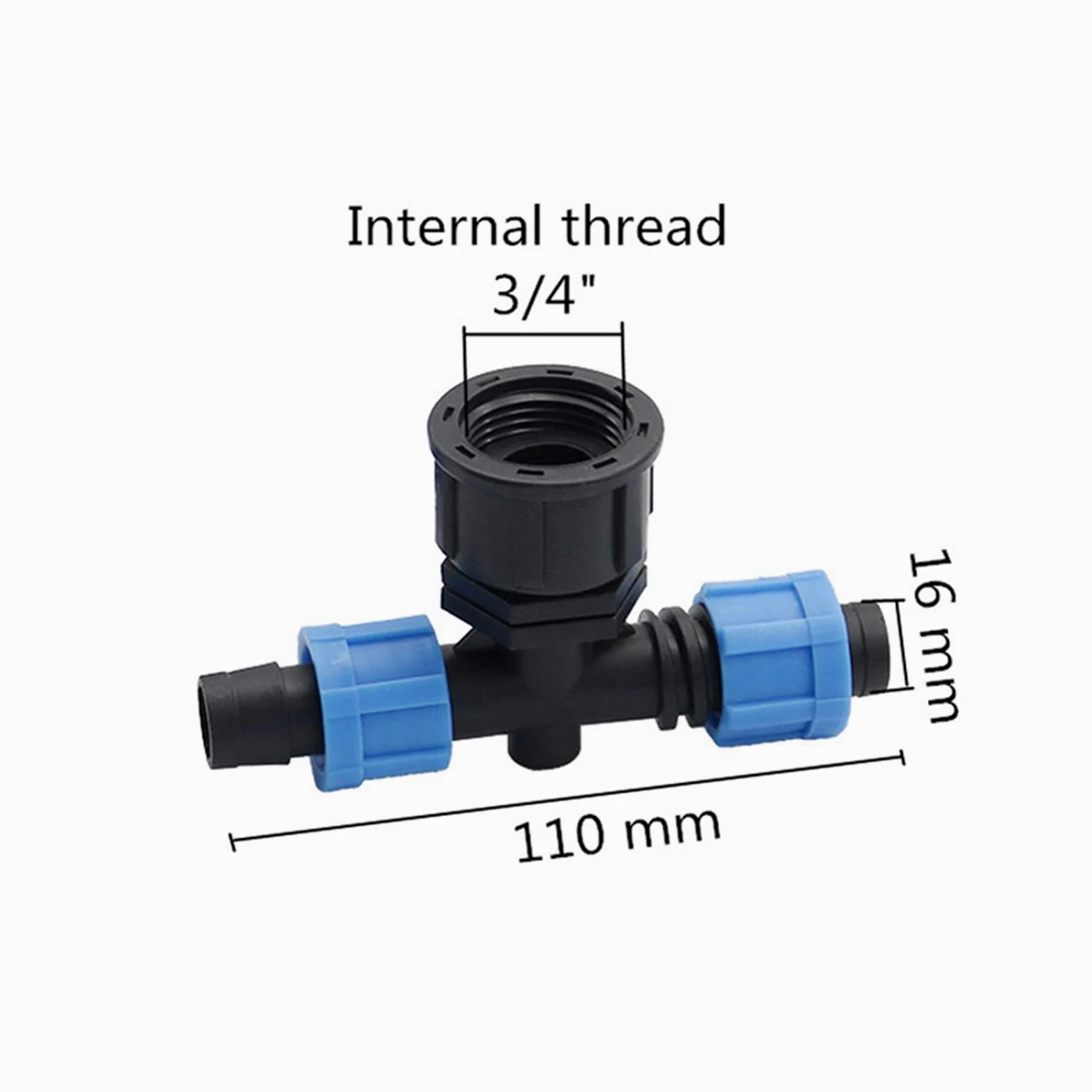 Conexión de agua de pulverización Conectores de enchufe de tres vías de bloqueo de riego de goteo de 40 16 mm de goteo con accesorios de conexión de tubería DN17 de 1/2 "3/4" roscados (Color : Gold)