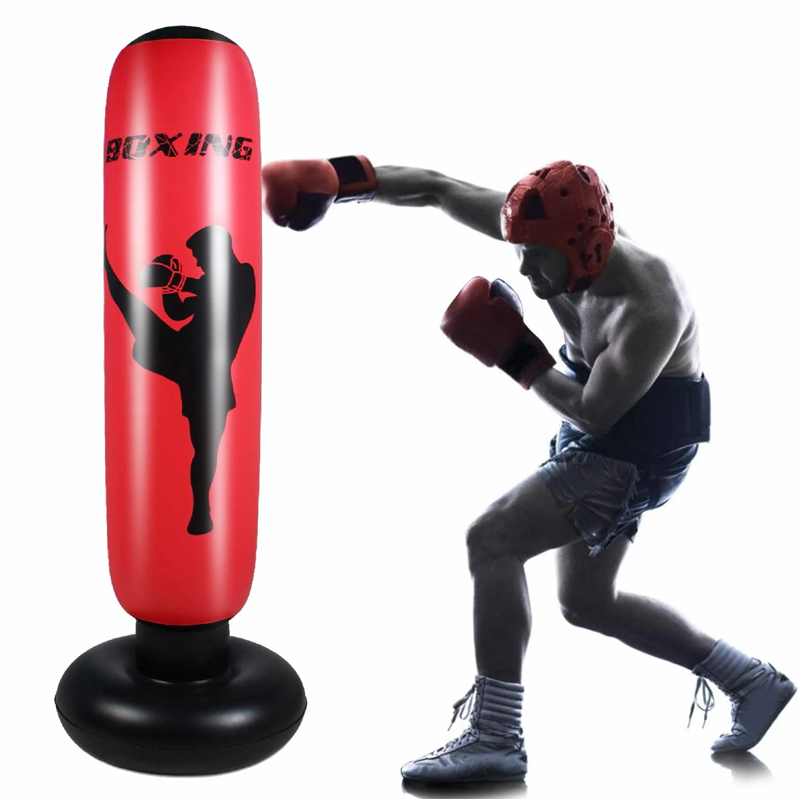 Saco de Boxeo Haokaini 170 cm Inflable de Pie para Fitness y Aliviar el Estrés