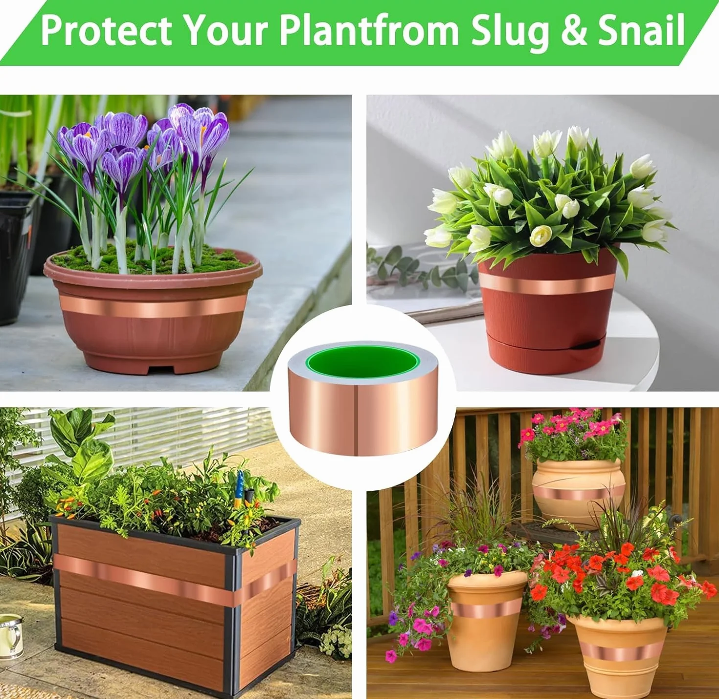 2 Piezas Cinta de Cobre contra Caracoles, Cintas Cobre Repelentes Babosas y Caracoles Cinta De Cobre Autoadhesiva Eficaz Protección Contra Caracoles para Jardines Y Plantas (40mmx20m+10mmx20m)