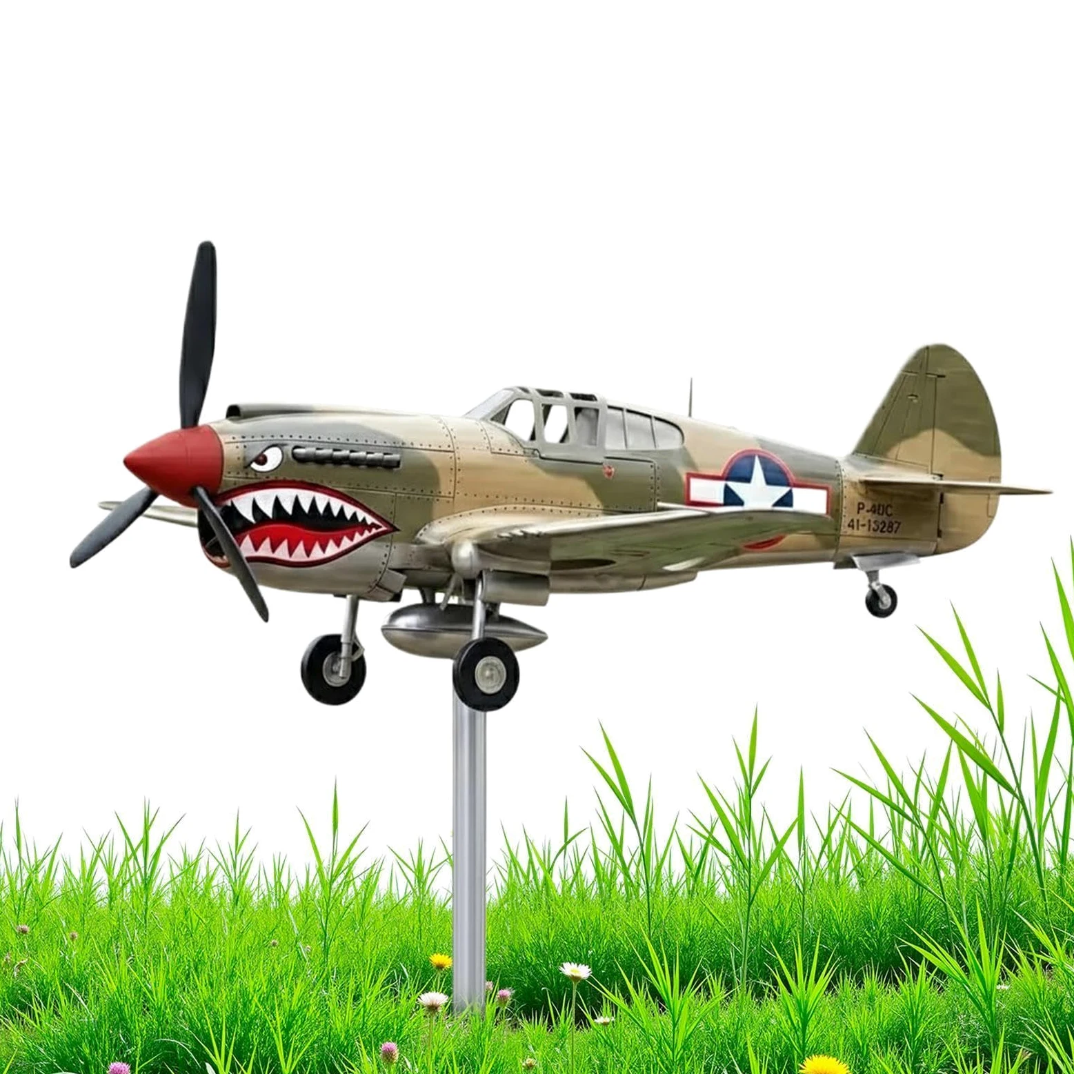 Veletas para Exteriores,Escultura 3D Histórica Giratoria de Viento | Veleta para Exterior con Forma de Avión - para Patio Trasero, jardín, Patio, Parque, Granja, casa de Playa, casa de Campo y Valla