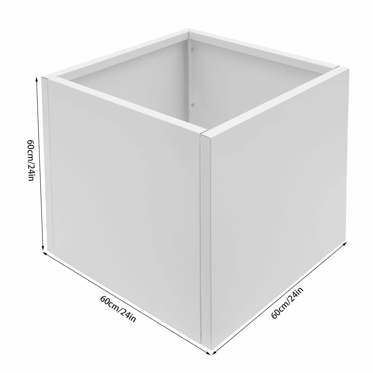 Macetero cuadrado de 60 x 60 x 60 cm, para exteriores, para jardines, entradas, terrazas, patios, etc., color blanco