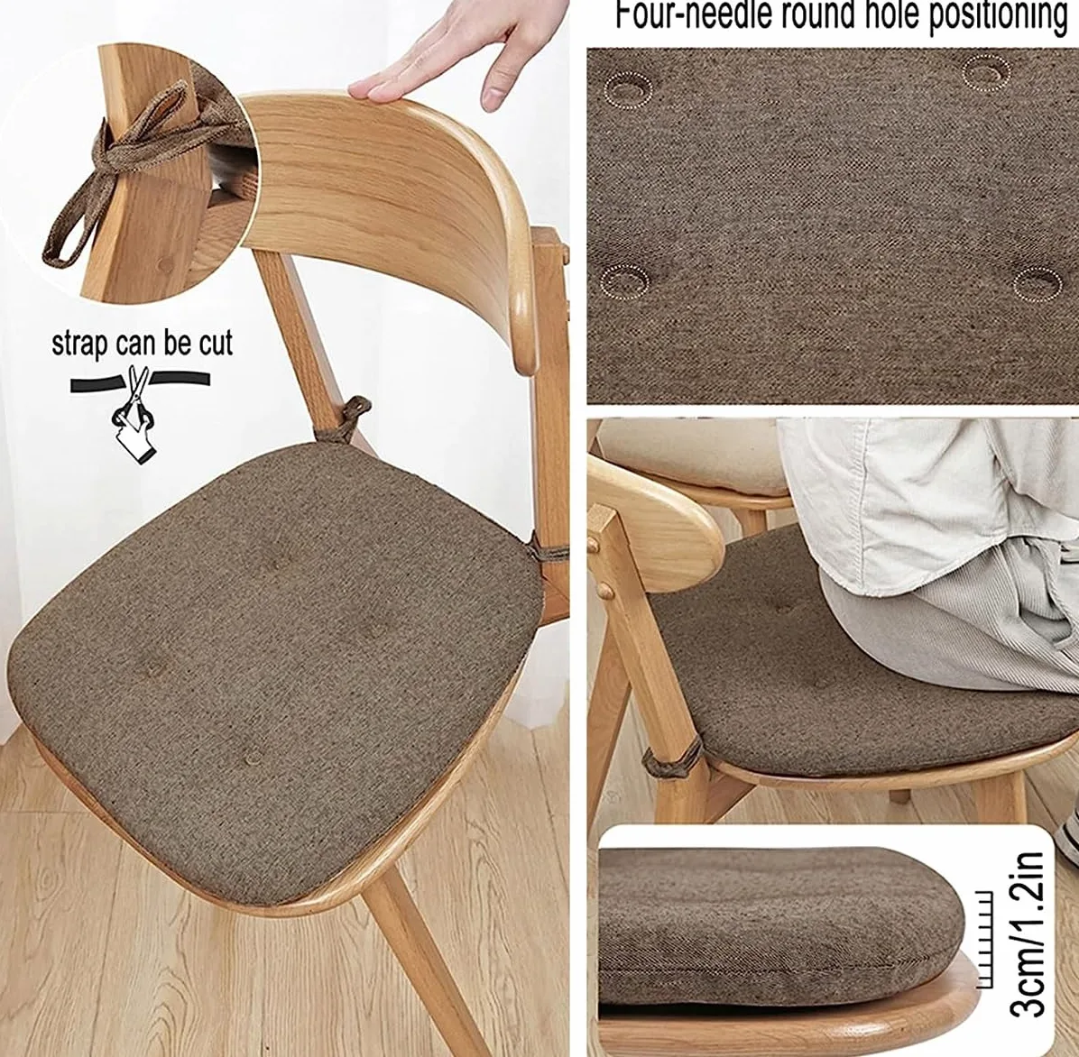 Cojín para Silla de Comedor con Lazos, cojín para Asiento de Cocina con Forma de Herradura, Almohadillas para Silla de Comedor, se Pueden Usar de Doble Cara