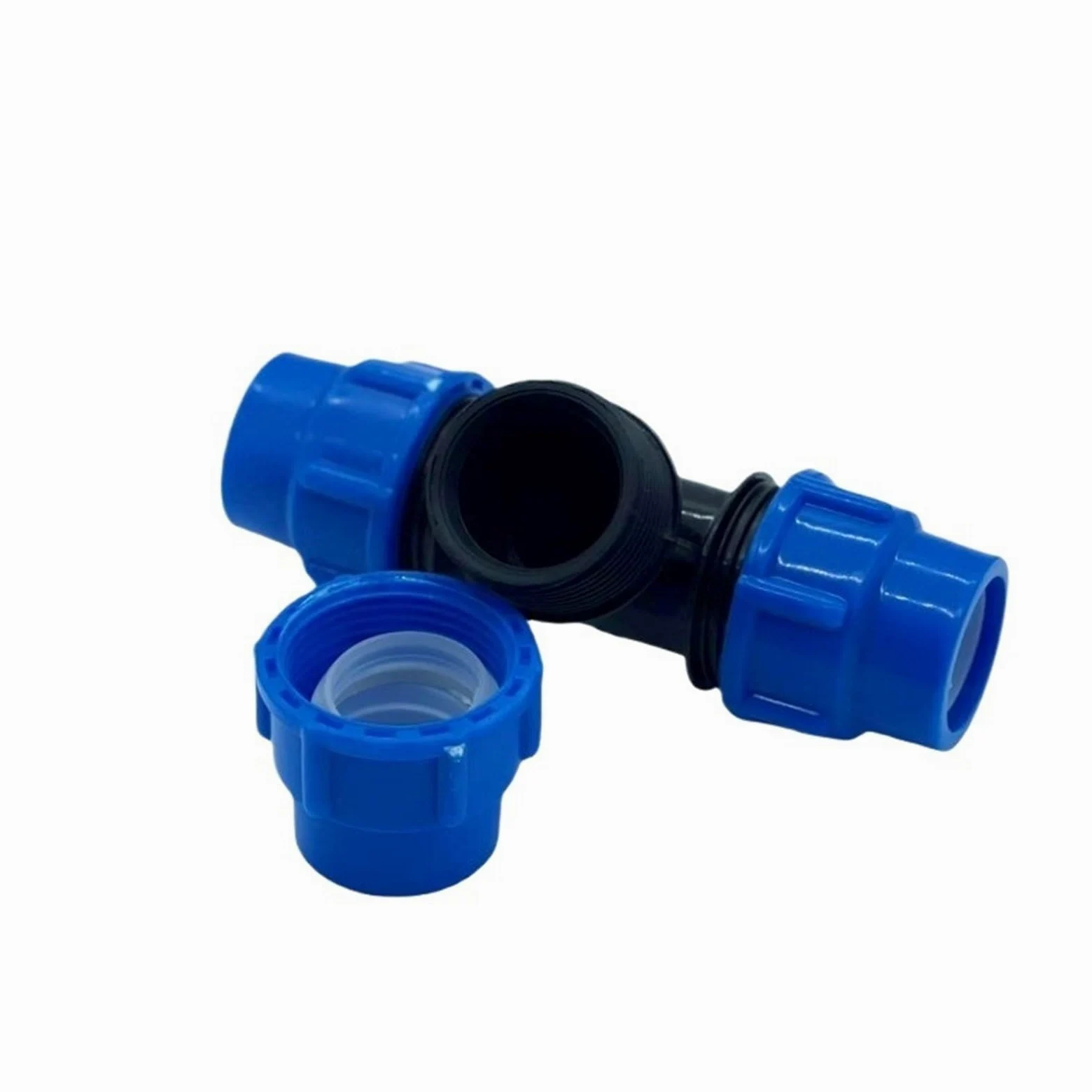 Accesorios de tubería de PE, conectores rápidos de tres vías for grifo, conectores de tubo de plástico de 16/20/25/32/40/50/63 mm for riego con agua corriente.(Black,63mm)