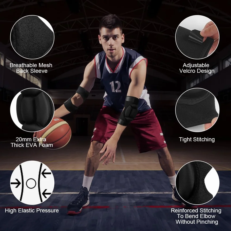 Flintronic 1 Par Coderas Deportivas Esponja Respirable Elástico para MMA, Ciclismo, Baloncesto