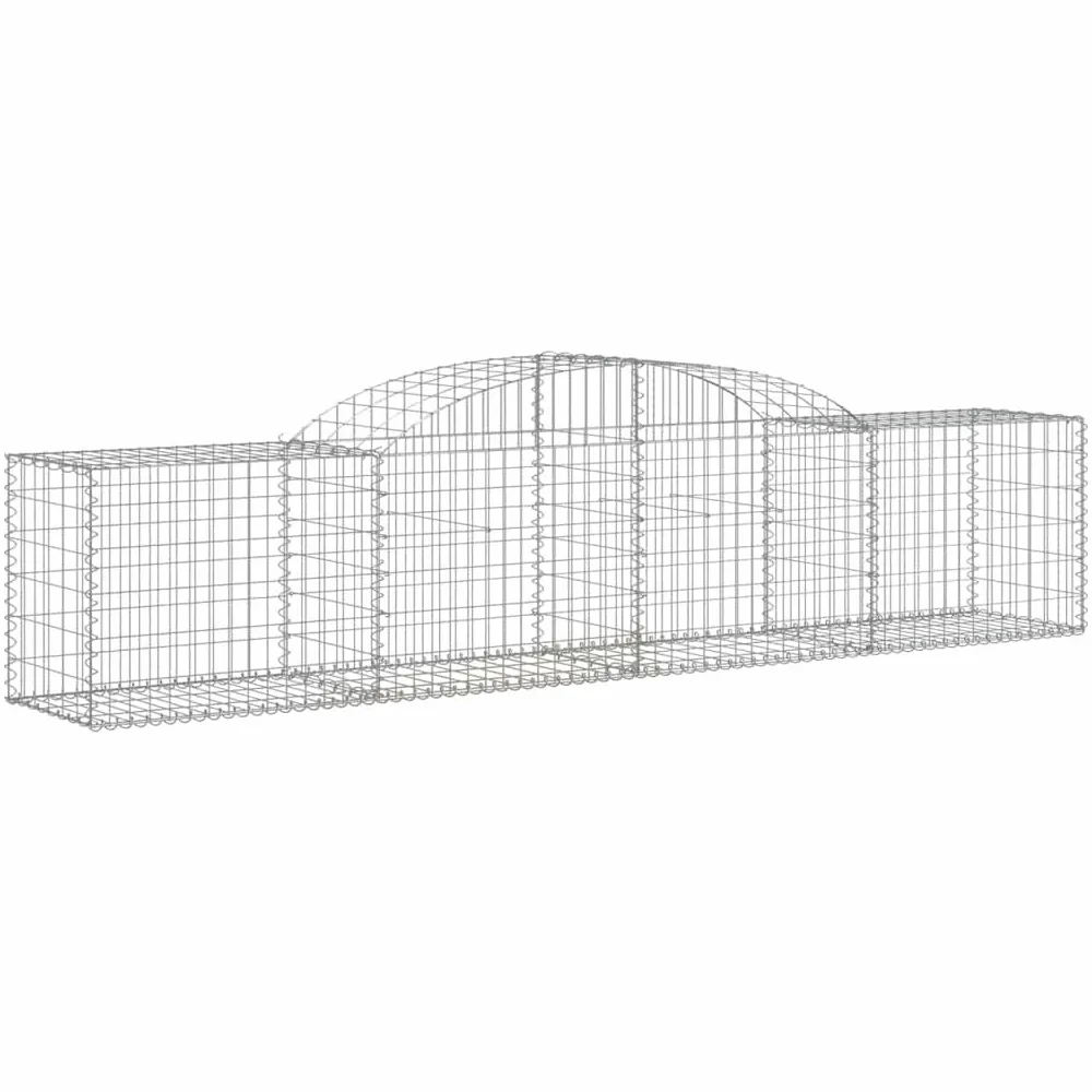 Gaviones con arco alto, 9 unidades, 300 x 50 x 60/80 cm, hierro galvanizado, para barreras de jardín y protección visual como pared decorativa de gaviones