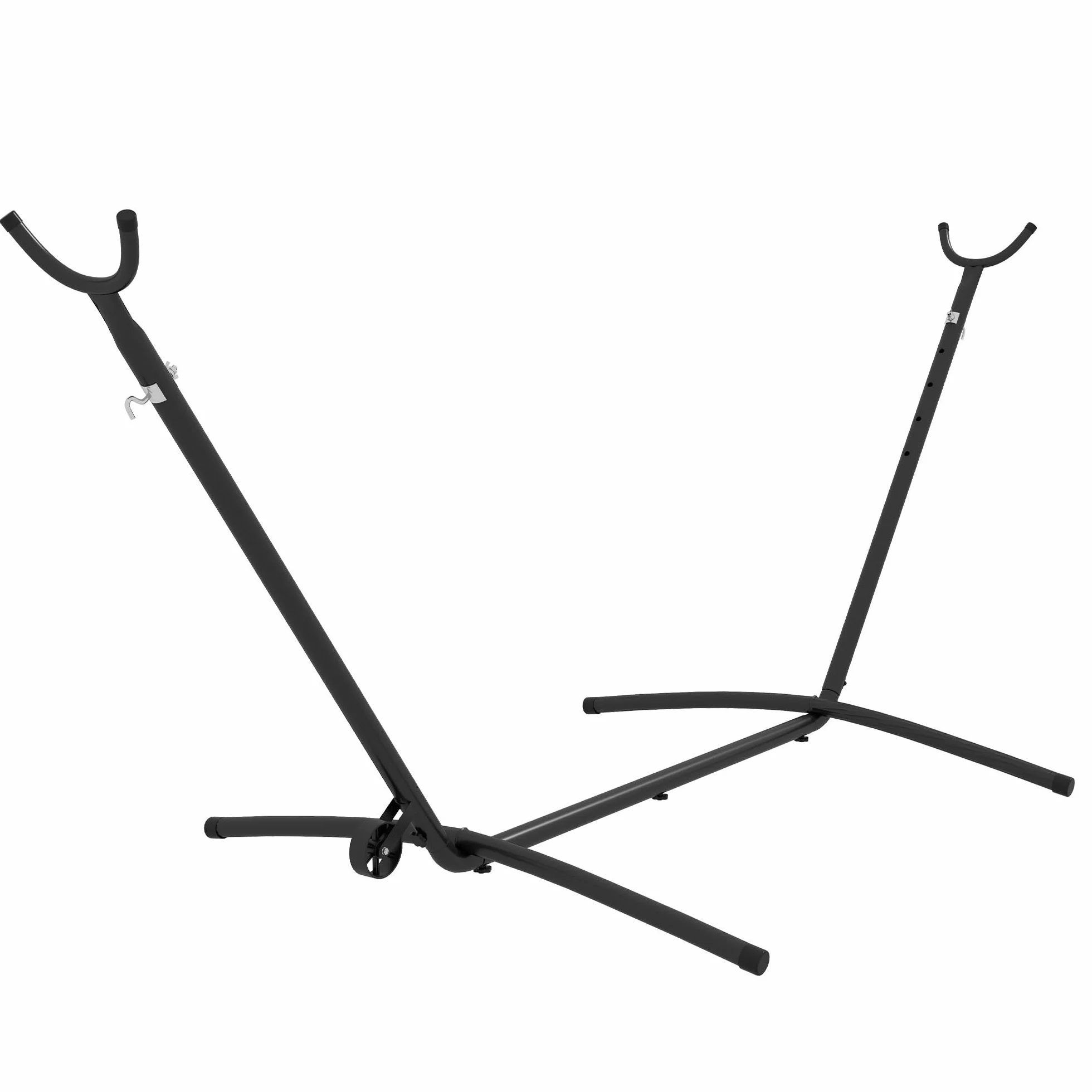 Outsunny Soporte para Hamacas de Acero Estructura para Hamaca Carga 220 kg con Rueda 2 Ganchos Ajustables en 6 Niveles y Bolsa de Transporte 290x120x115 cm Negro