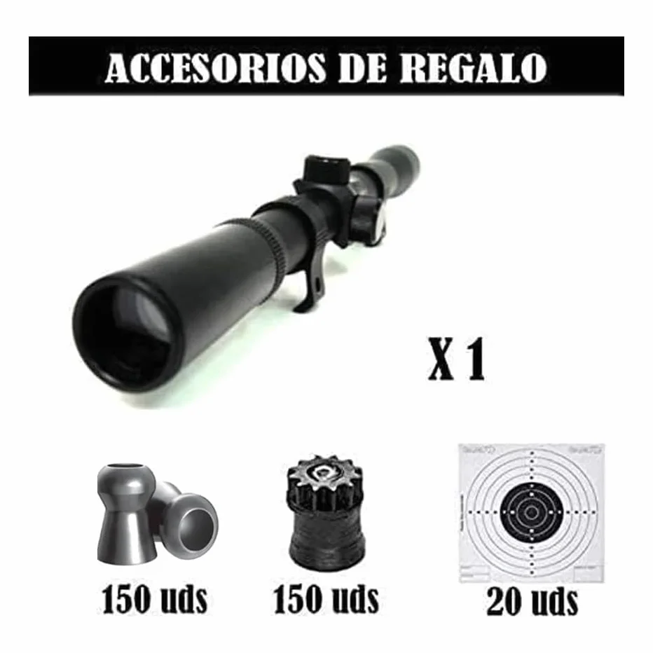 ECOMMUR Escopeta de balines Carabina Rifle de Aire comprimido Muelle Calibre 4.5mm 3 Julios