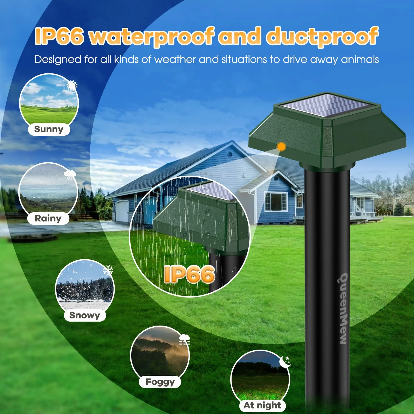 Ahuyentador de Topos Solar 4 Piezas, Ahuyentador de Jabalies para Jardín de Patio, 700 M² Impermeable Exterior Repelente Salamanquesas Serpientes para Rata Conejo Ardilla Mapache Serpiente