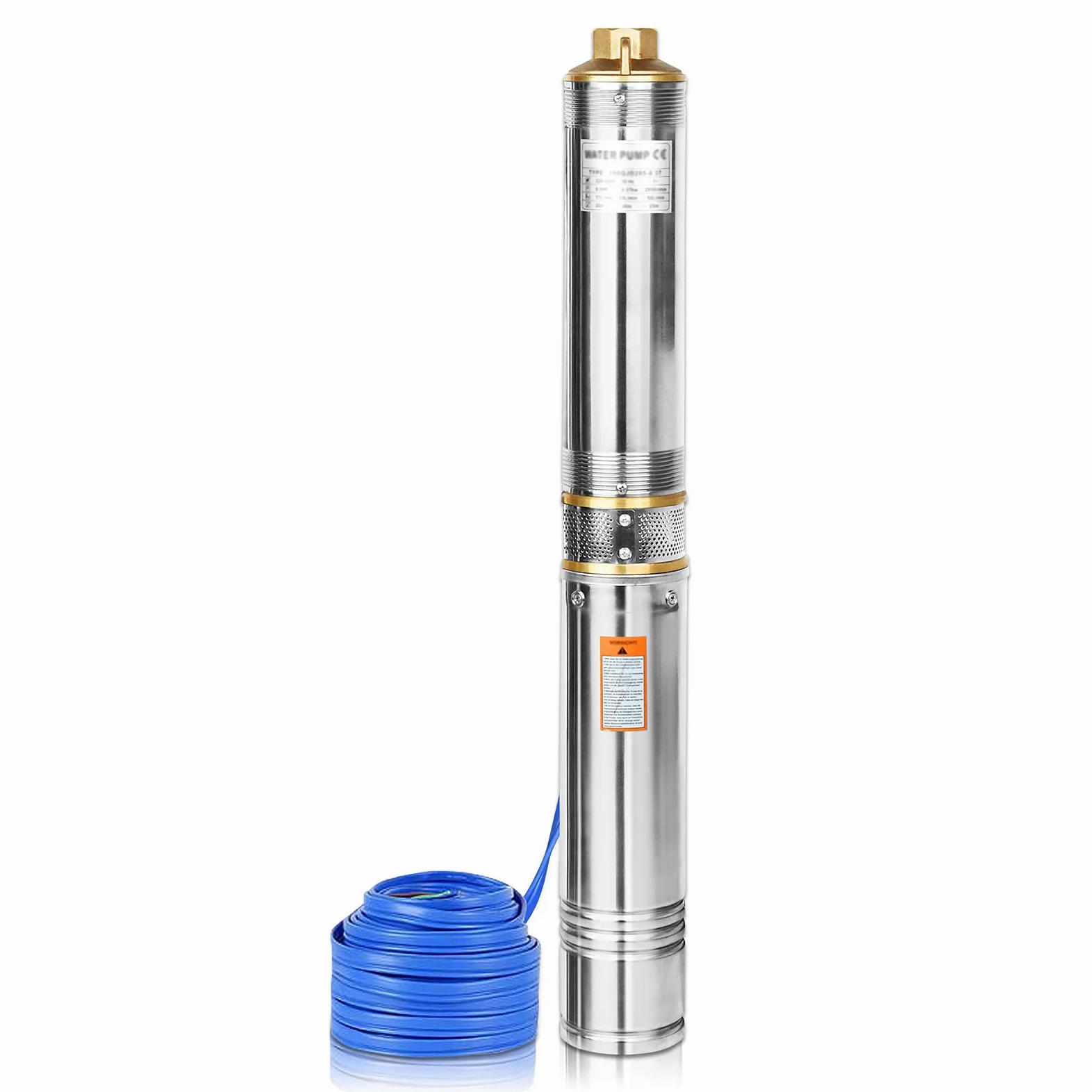 Froadp 4 pulgadas Bomba de Pozo Sumergible de Acero Inoxidable, 220V Bomba Eléctrica con 20m Conexión Cable y Caja de Control, 4000L/h Bombas Sumergibles para Fuentes Bodegas Estanques Jardín (370W)