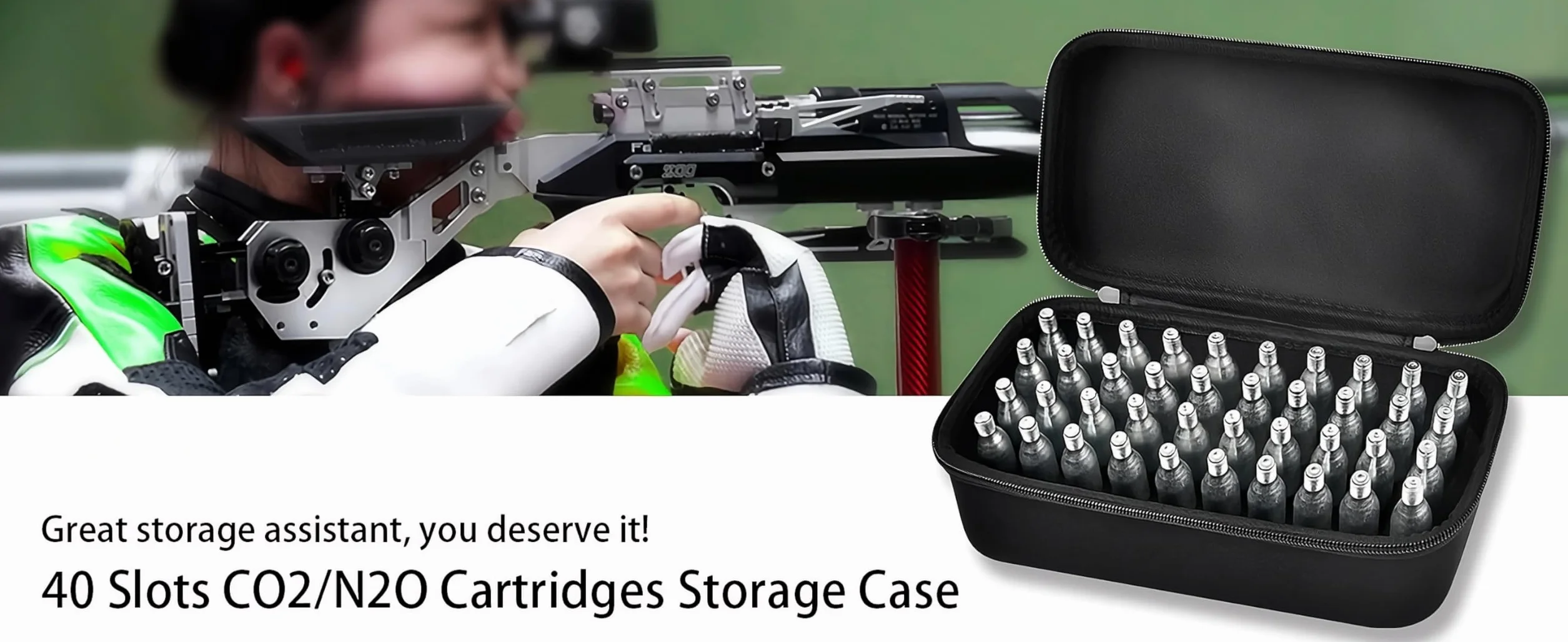 Estuche para Cartuchos CO2 40 Slots Caja Organizadora Compatible con Crosman Umarexs Leland Resistente a Golpes