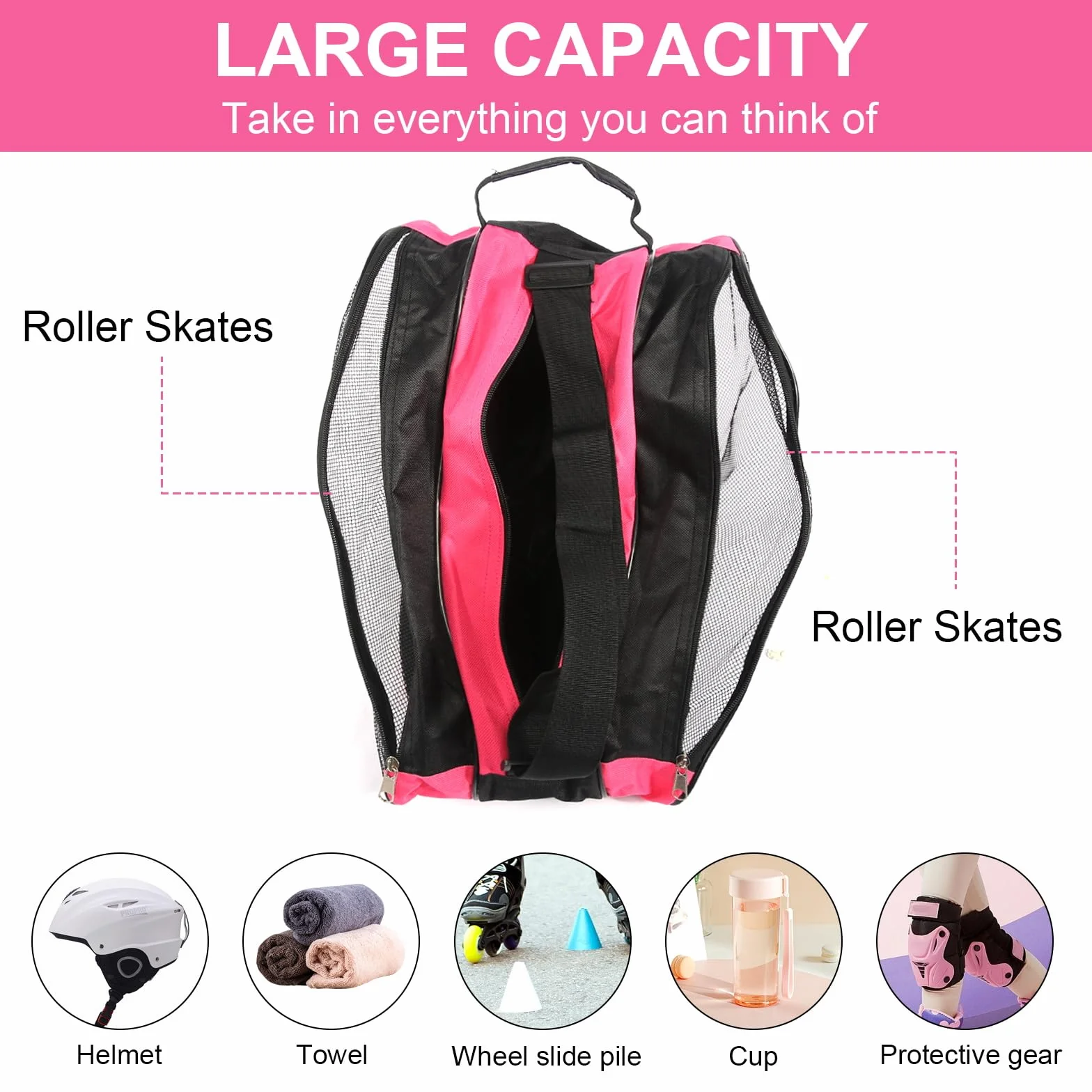 Bolsa para patines de hielo para niños con correa ajustable, mochila para botas de esquí