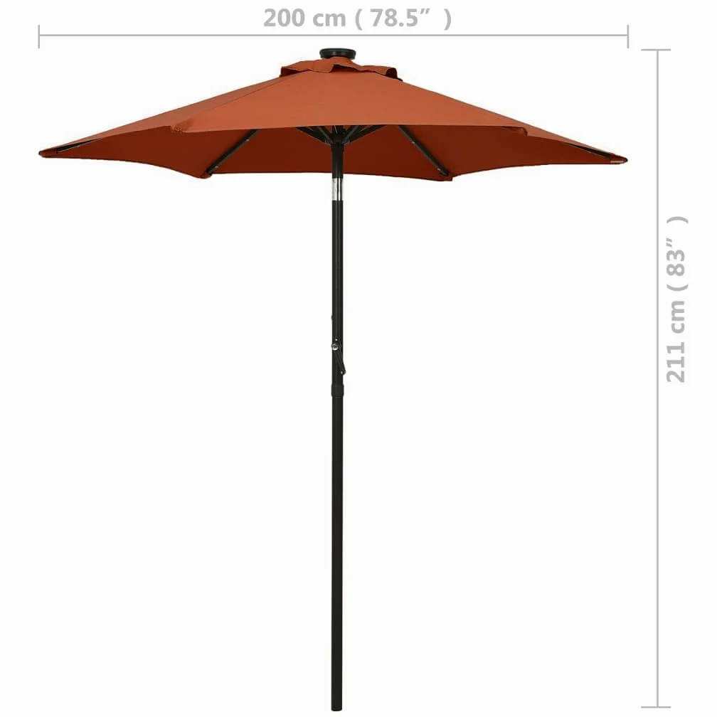 vidaXL Sombrilla con Luces LED Aluminio 200x211cm Parasol Toldo Multicolor