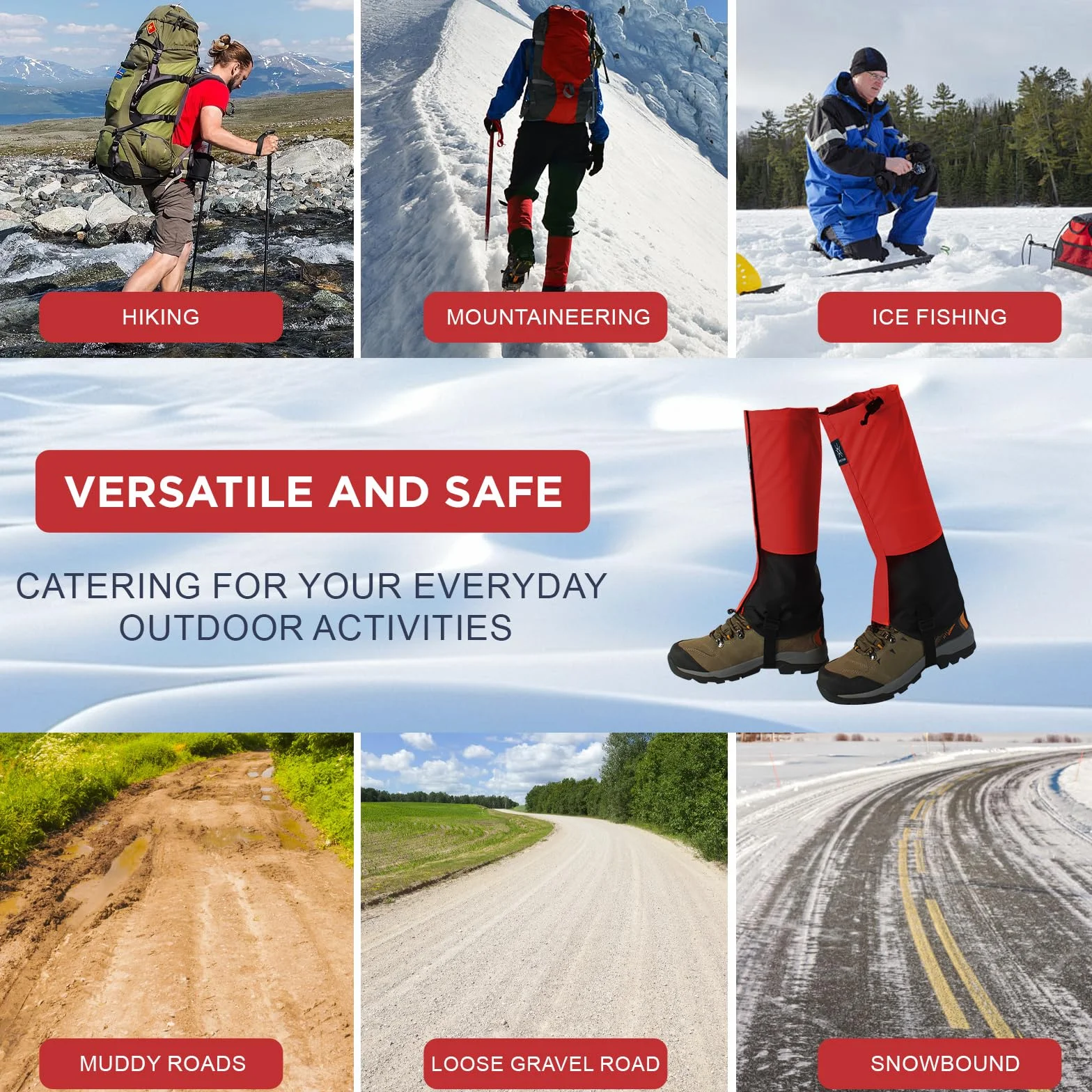 Polainas Impermeables Senderismo Ajustables Gaiter Legging Nieve Esquiar Escalar