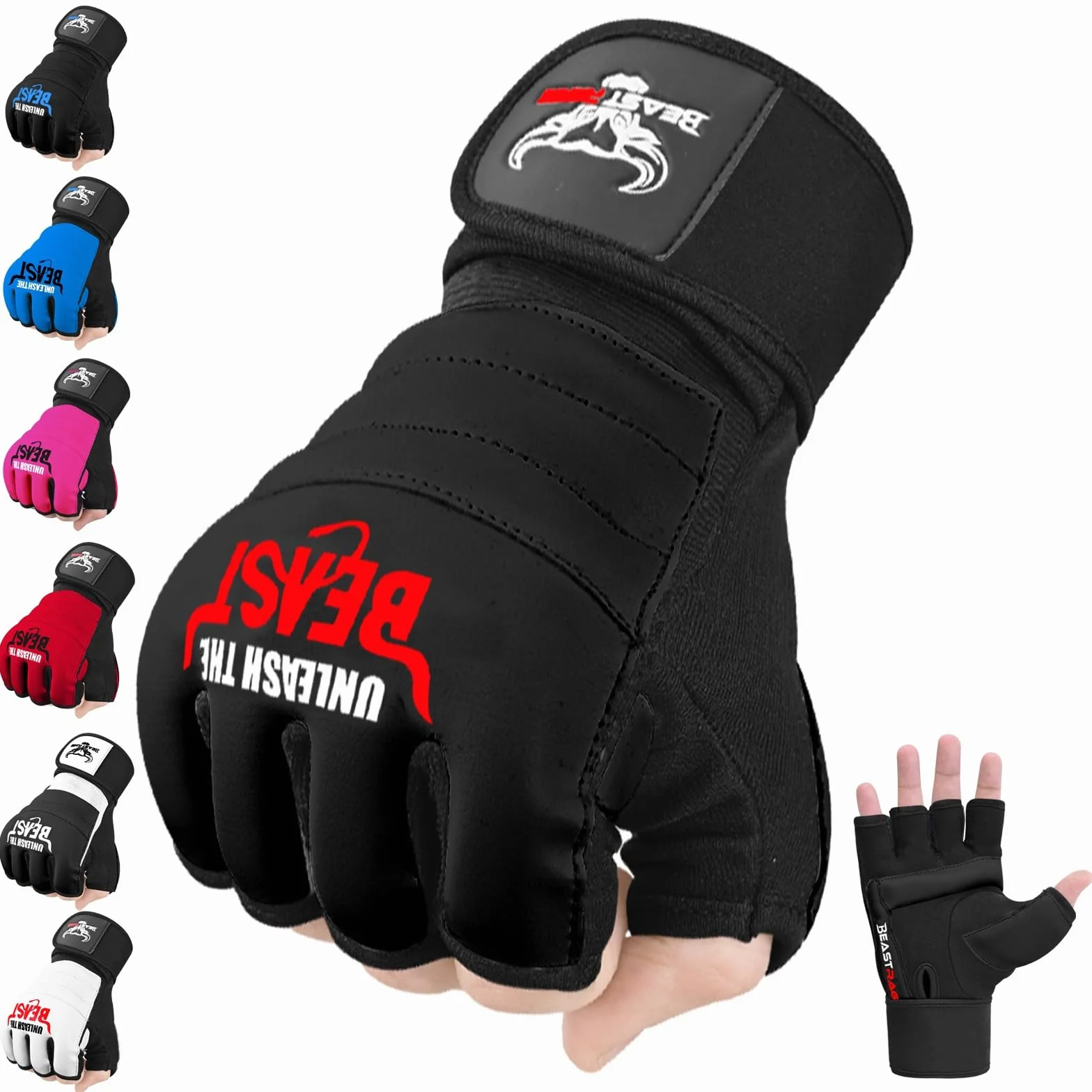 BEAST RAGE Guantes MMA Medio Dedo Kickboxing Sparring Boxeo Entrenamiento