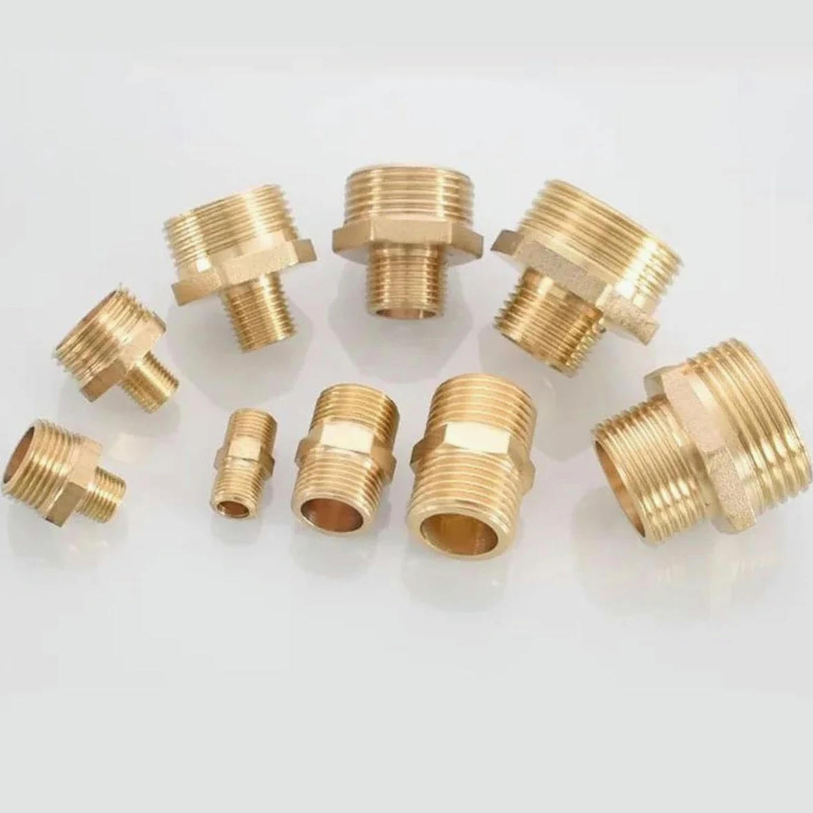 Tubería de latón Accesorio de pezón hexagonal 1/8" 1/4" 3/8" 1/2" 3/4" 1" Rosca macho Adaptador rápido Conector de acoplador para agua Aceite Gas-3l8 a 3l8-50 PCS