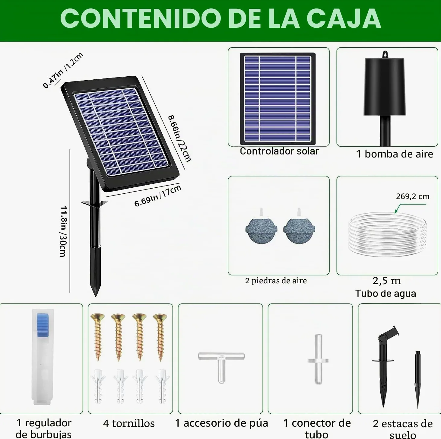 Aireador Solar para Estanques Con Bomba de Aire, 3 Modos (18H/36H/72H), 4 W y 2200 mAh, Regulador de Burbujas para Uso Al Aire Libre