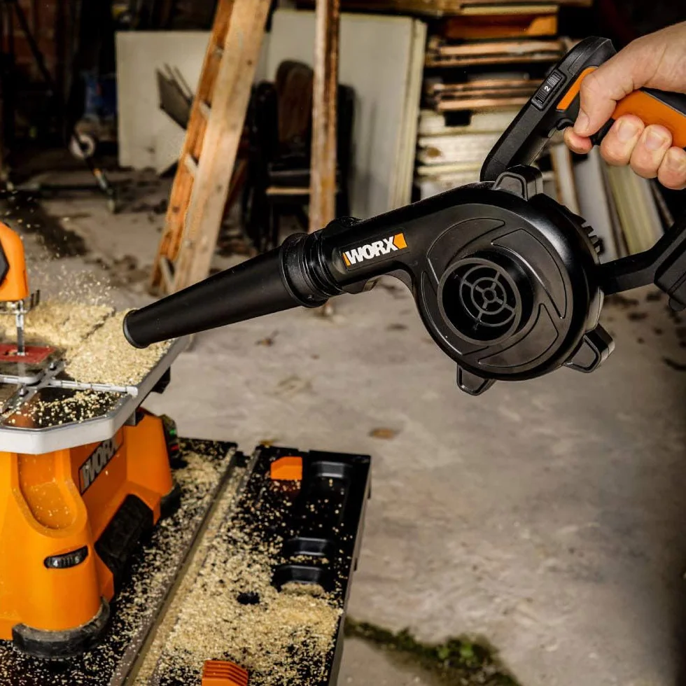 WORX Soplador Ligero 20V Máx. | PowerShare | WX094.9 | No Incluye batería ni Cargador| | 3 velocidades, ergonómico y Potente | Ideal para soplados de Taller Negro
