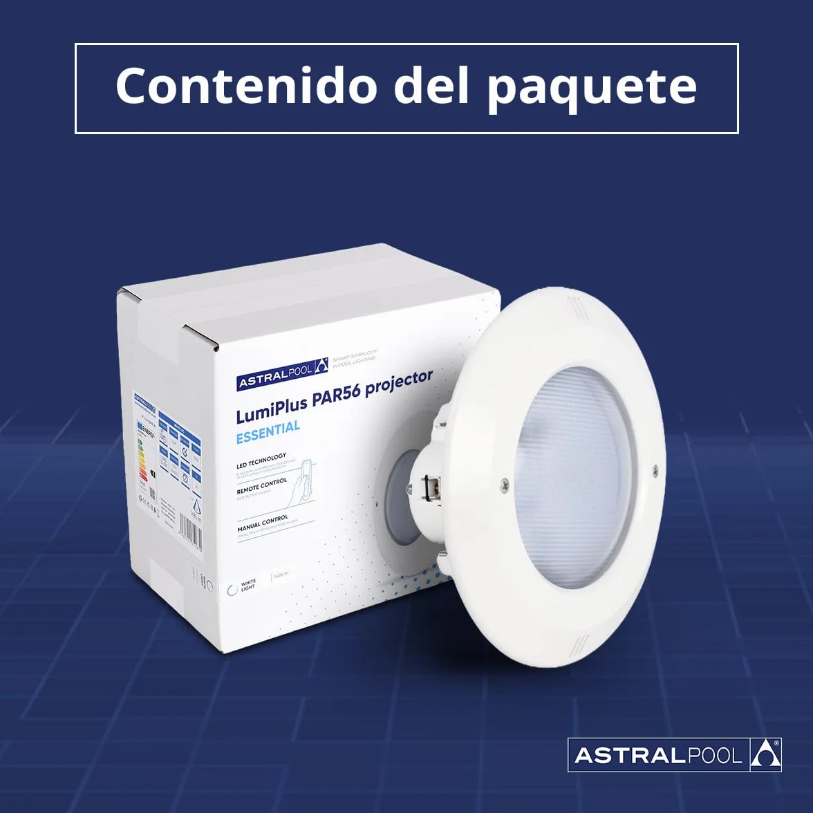 Proyector de Luz LED Blanca para Piscina Subacuática PAR56 - 14,5W (20VA) - Bajo Consumo de Energía - Potente Iluminación para Piscinas - AstralPool