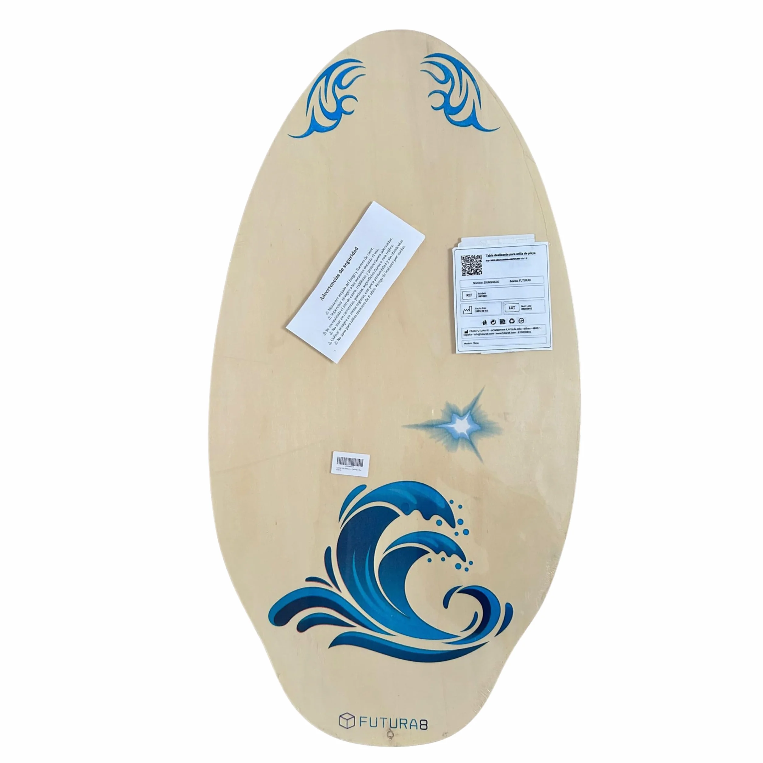 FUTURA8 Skimboard Madera Tabla Deslizante Antideslizante Ligera Resistente al Agua Adultos Principiantes Playa