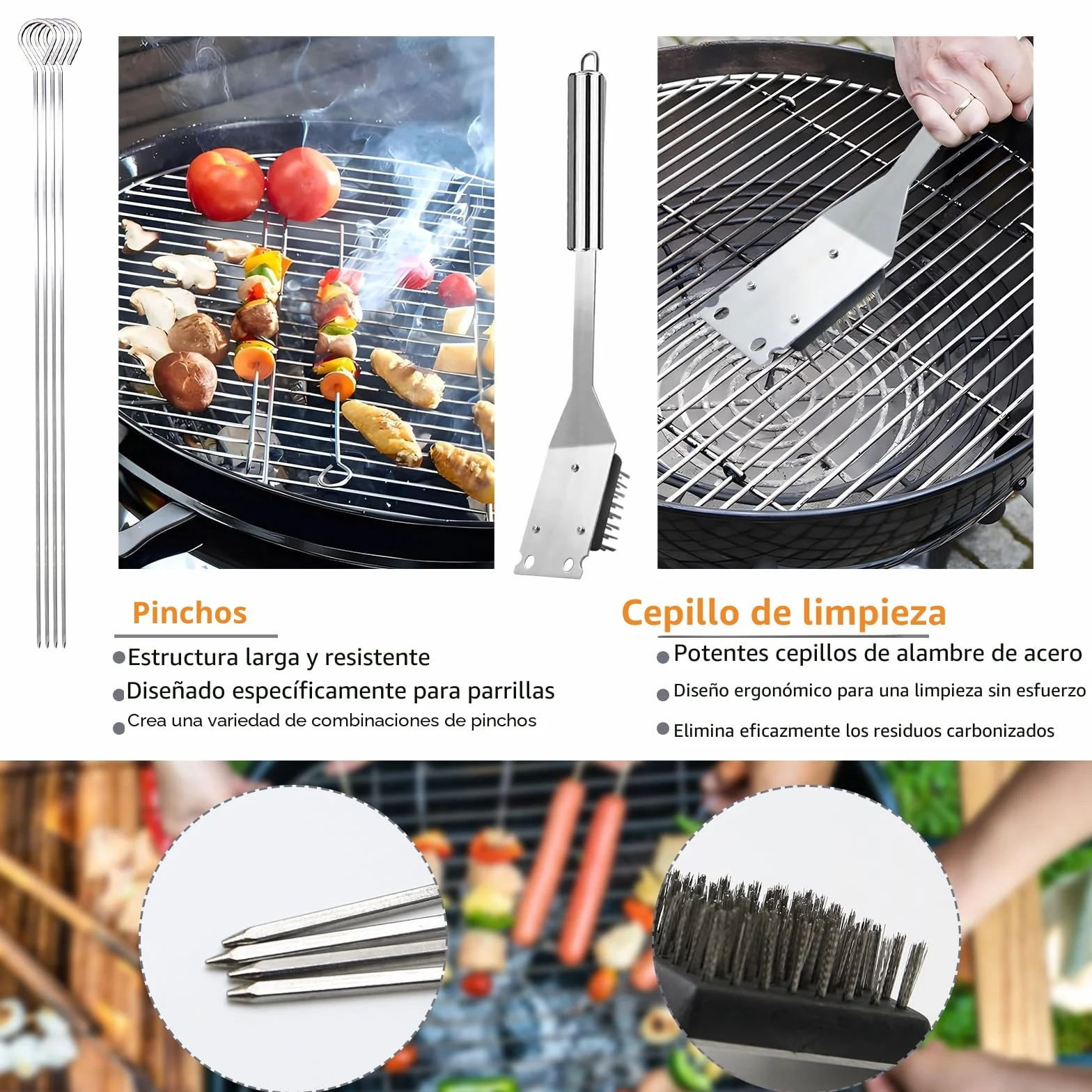 JUAUO 11Pcs Juego de Utensilios Barbacoa de Acero Inoxidable Profesionales Accesorios Barbacoas - Kit Barbacoa Prácticas con Bolsa Portatil - Herramientas Parrilla BBQ para Camping Picnic Exterior