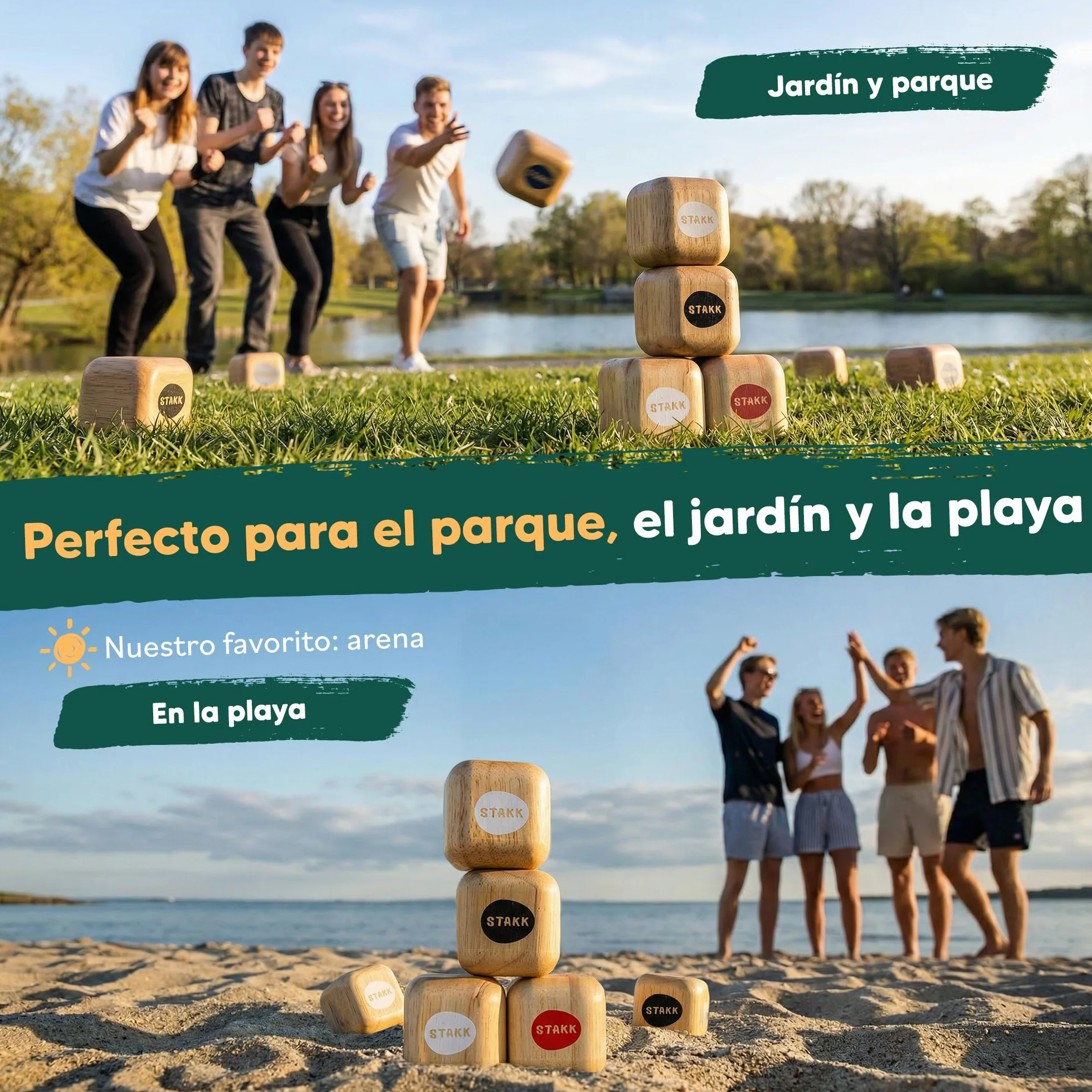 Juego de Lanzamiento al Aire Libre para niños y Adultos | Boccia-Boule con 9 Cubos de Madera